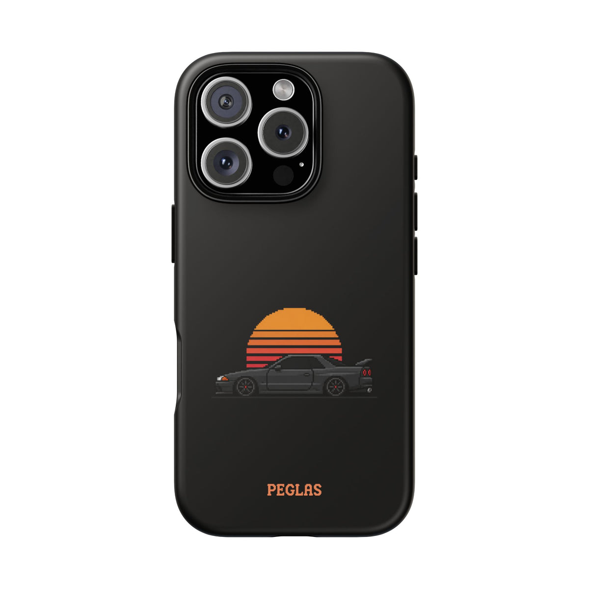 Vintage Black Sports Car Phone Case — Retro Sunset Design
