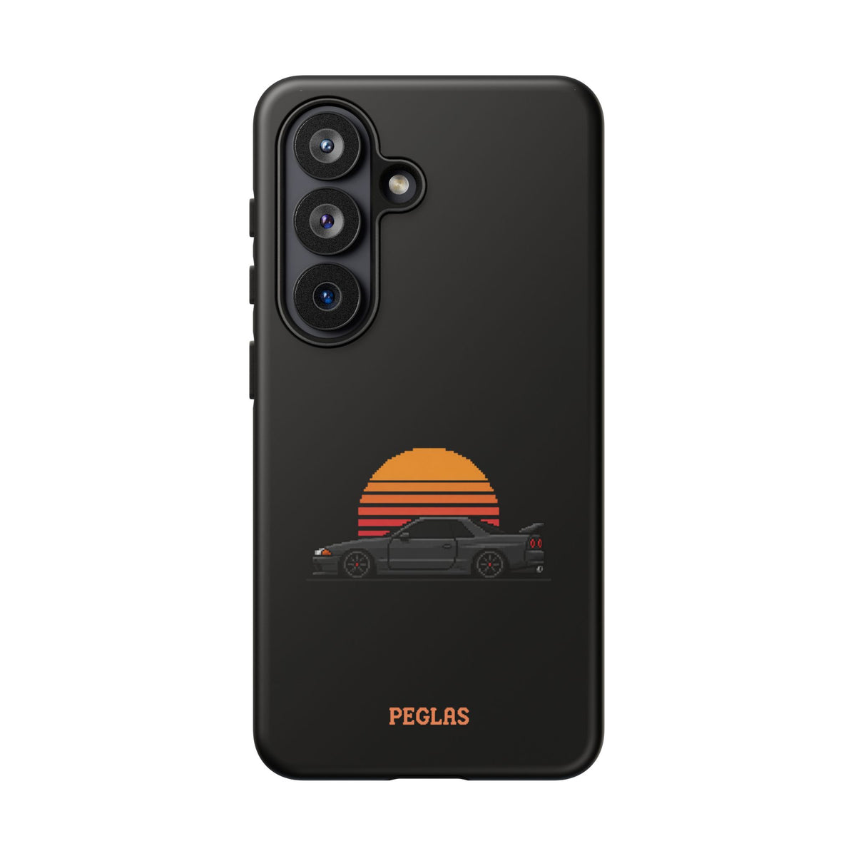Vintage Black Sports Car Phone Case — Retro Sunset Design