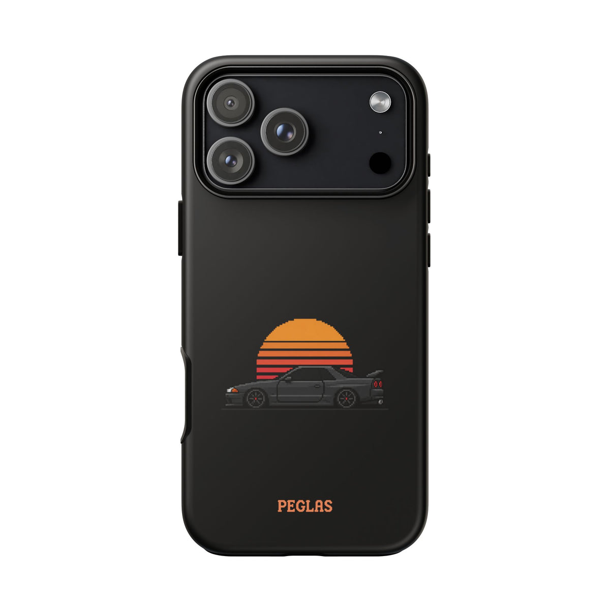 Vintage Black Sports Car Phone Case — Retro Sunset Design