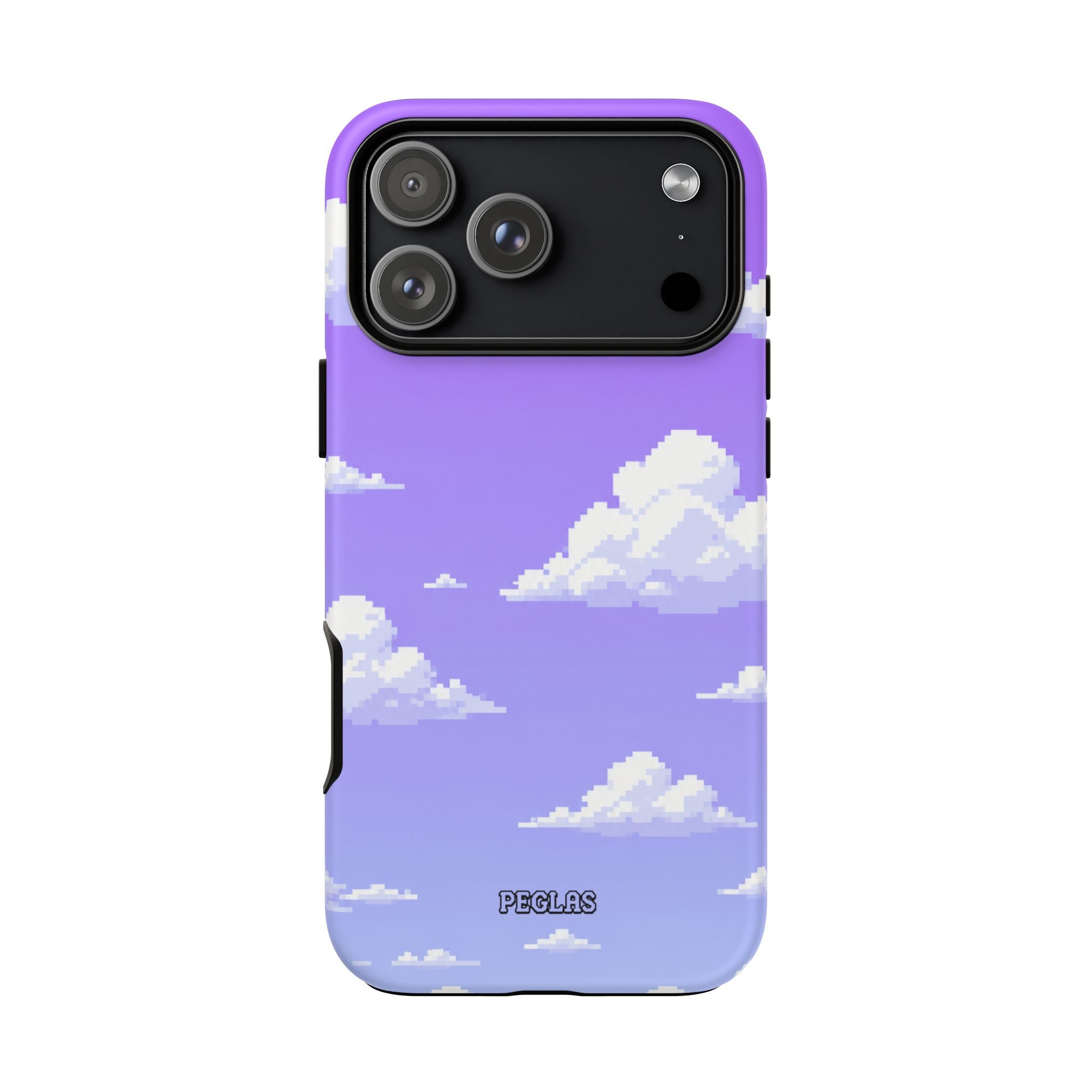 Purple Sky Cloud Phone Case — Pixel Cloud Pattern Tough Case