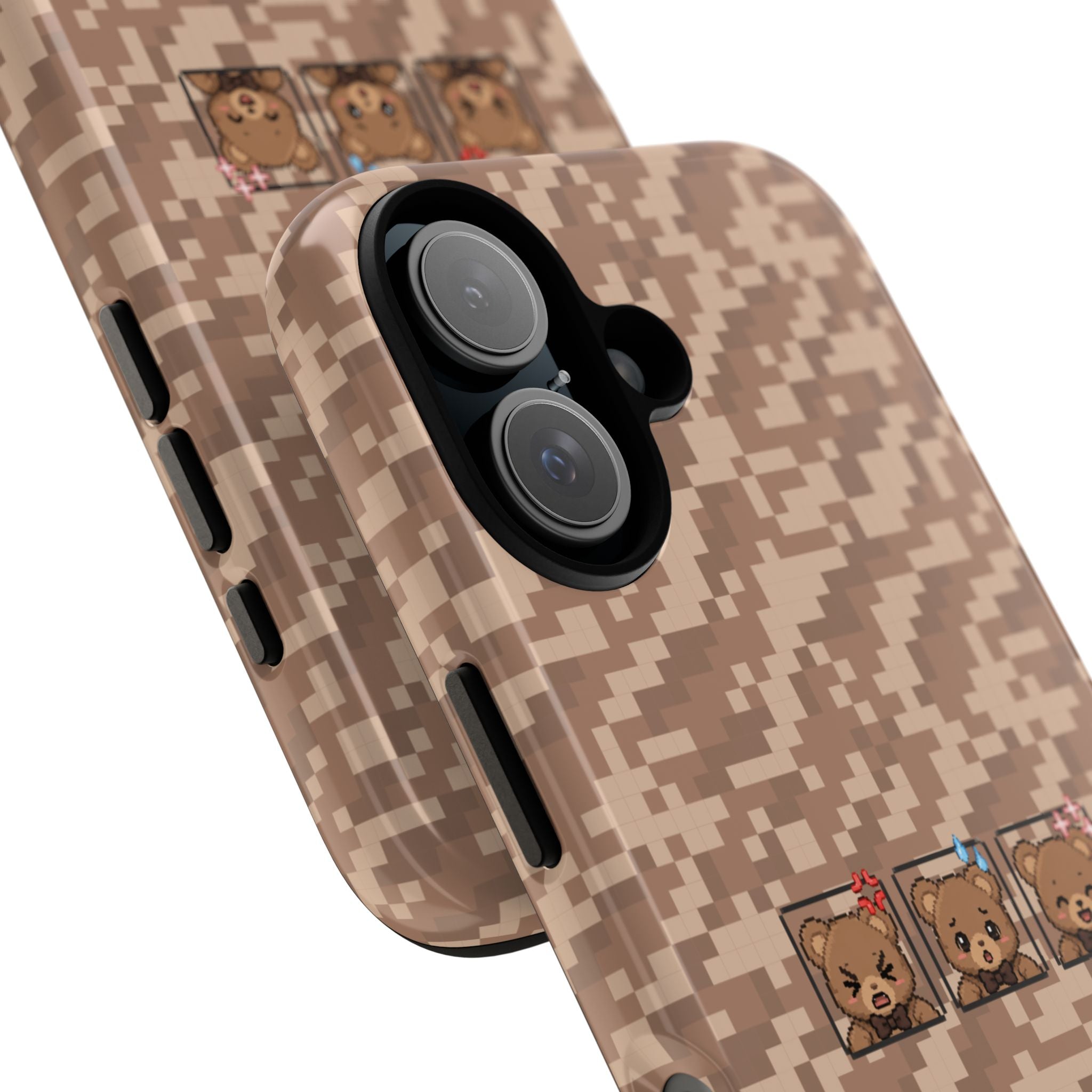 Pixel Teddy Emojis Brown Tough Phone Case