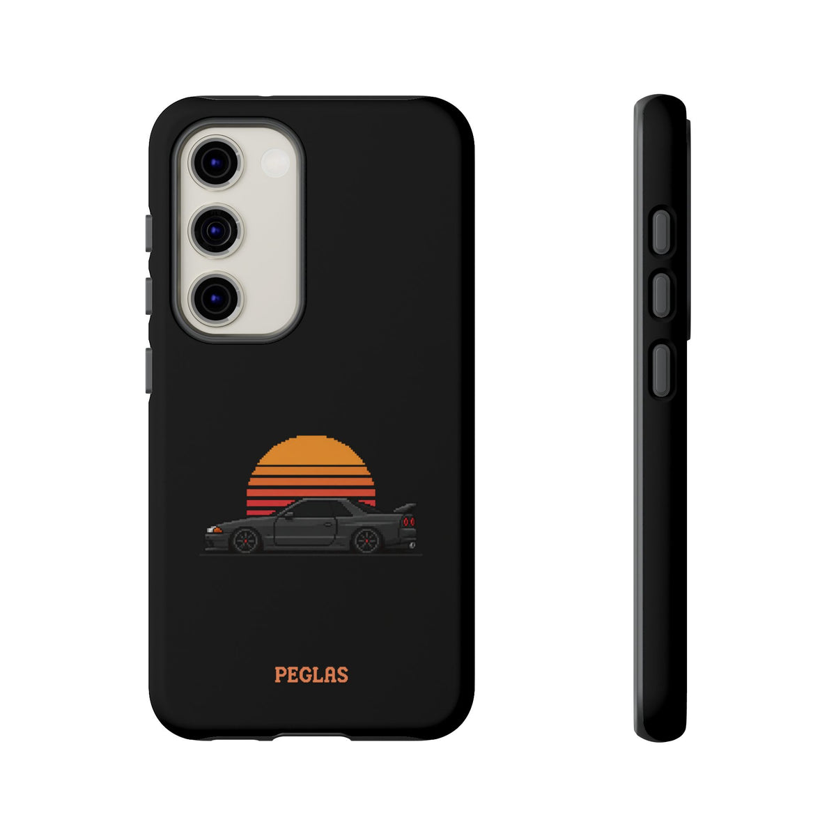 Vintage Black Sports Car Phone Case — Retro Sunset Design