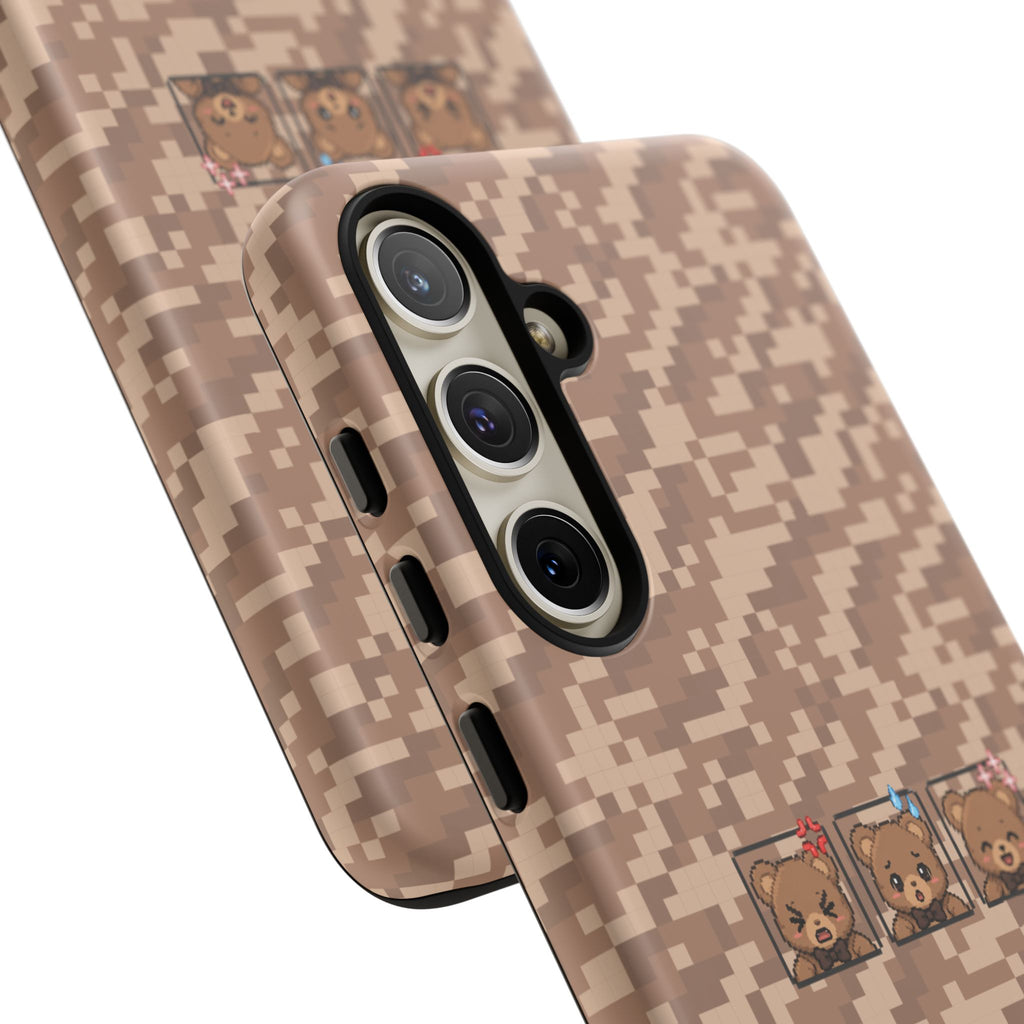 Pixel Teddy Emojis Brown Tough Phone Case