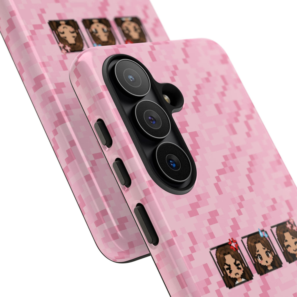 Pixel Girl Emojis Pink Tough Phone Case