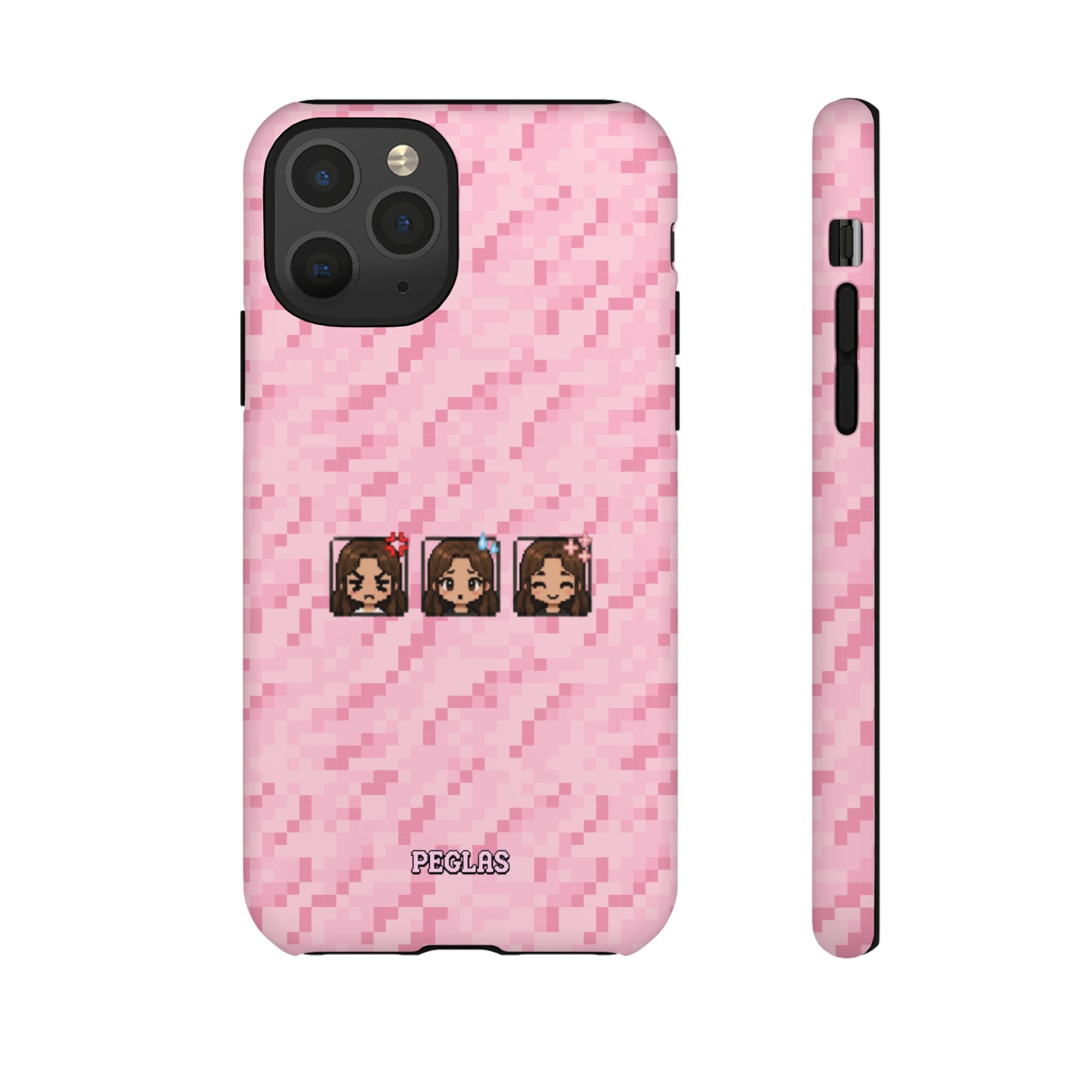 Pixel Girl Emojis Pink Tough Phone Case