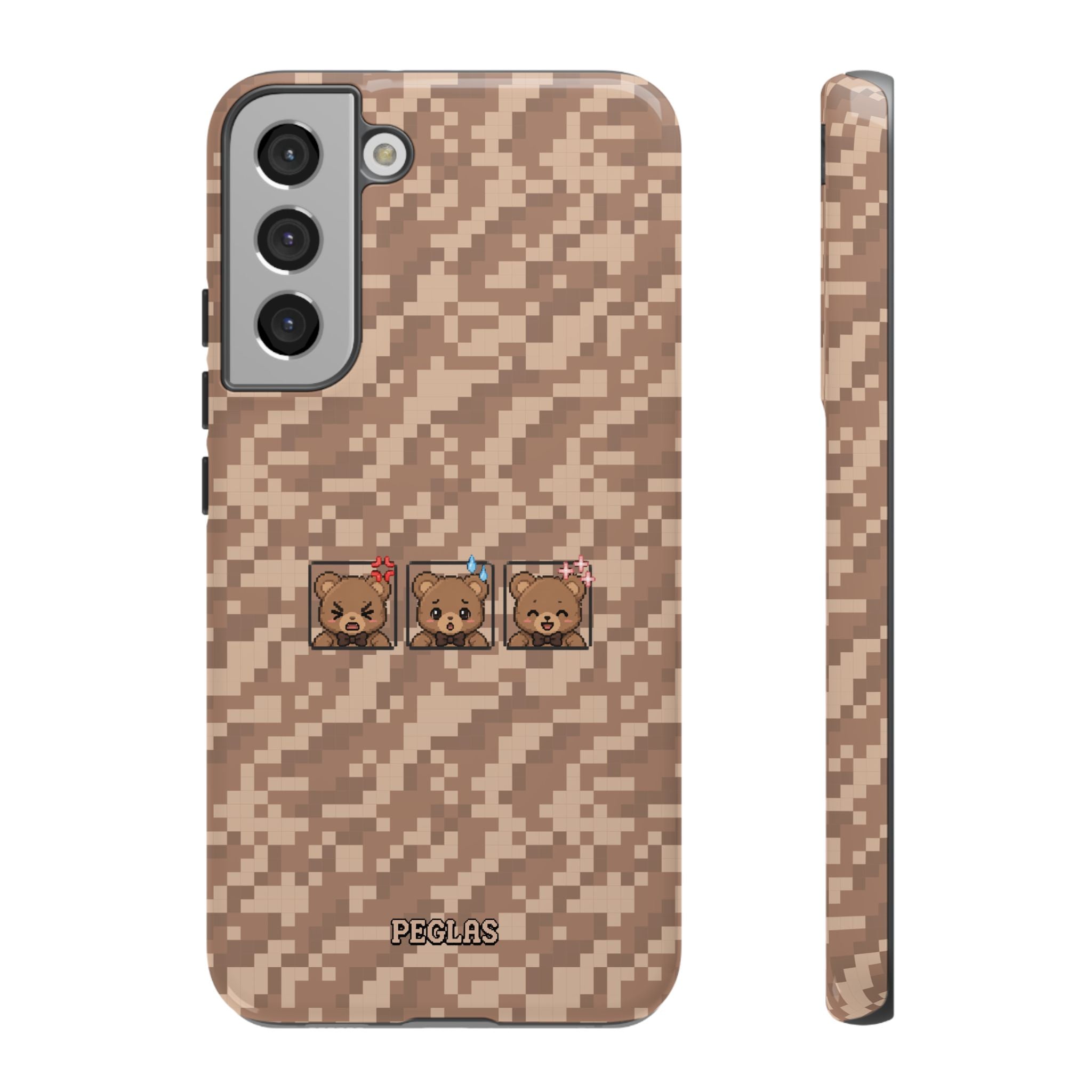 Pixel Teddy Emojis Brown Tough Phone Case