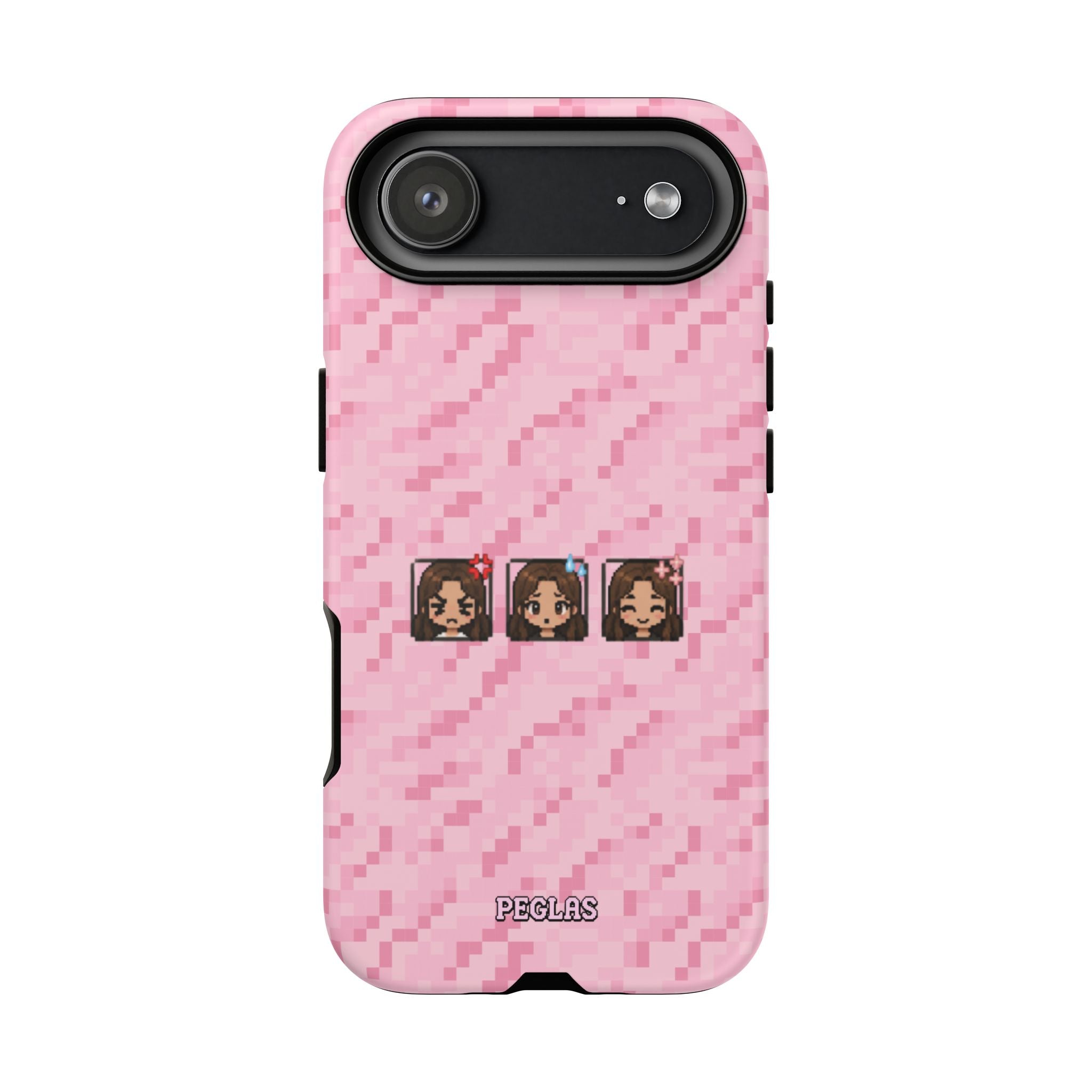 Pixel Girl Emojis Pink Tough Phone Case