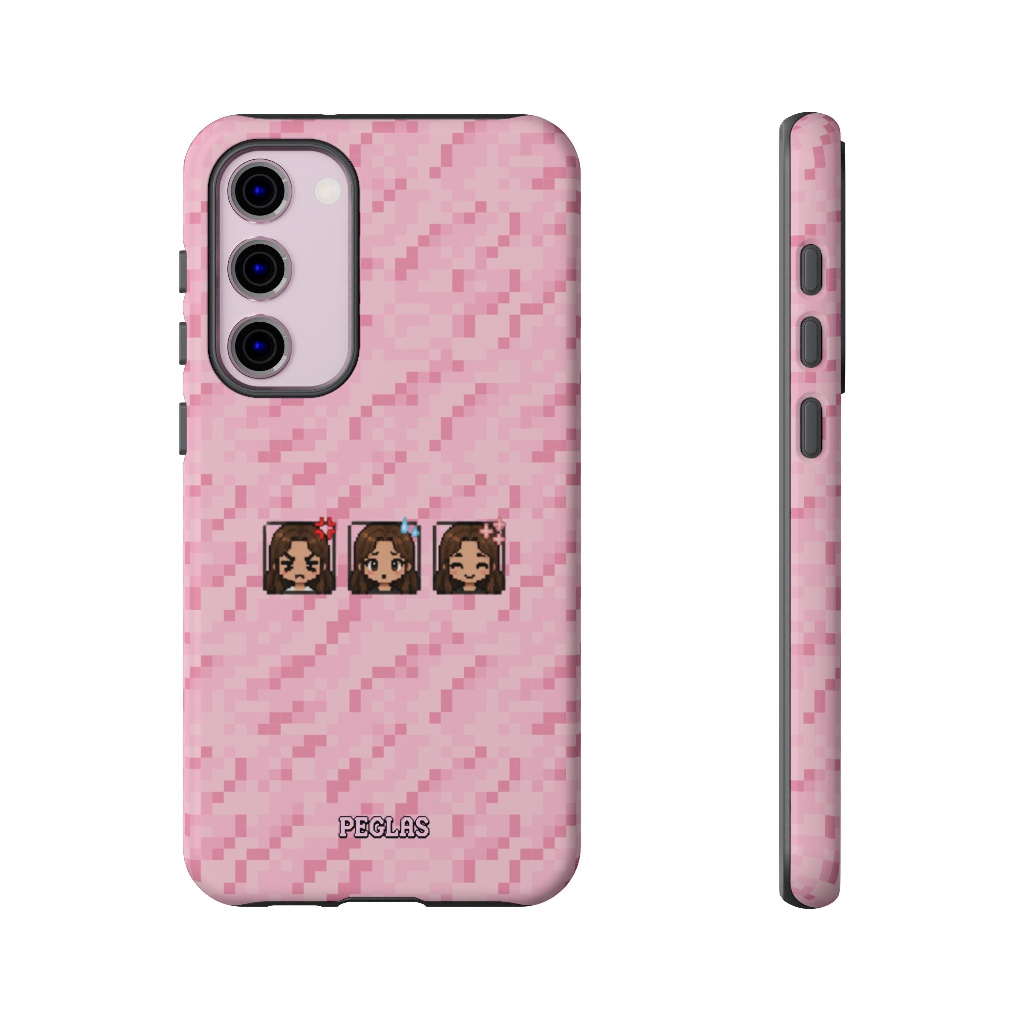 Pixel Girl Emojis Pink Tough Phone Case