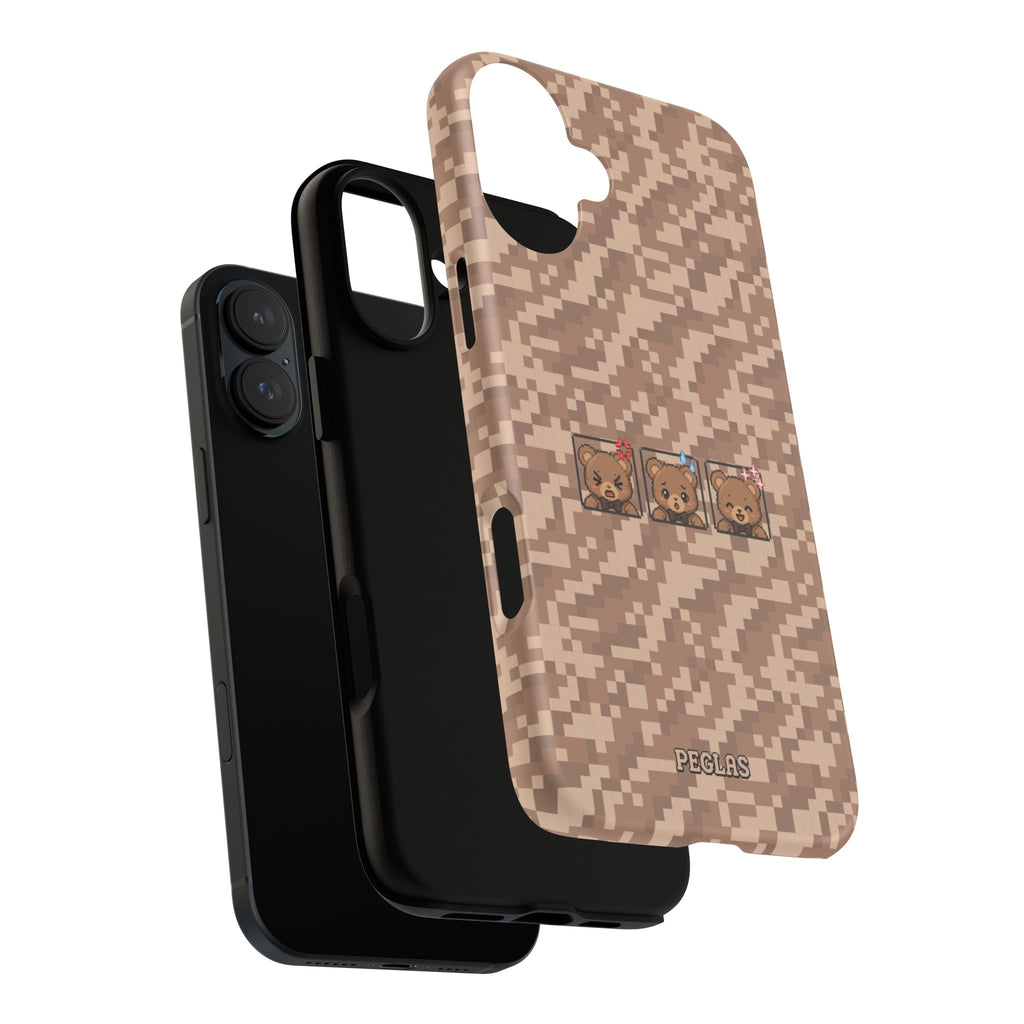 Pixel Teddy Emojis Brown Tough Phone Case