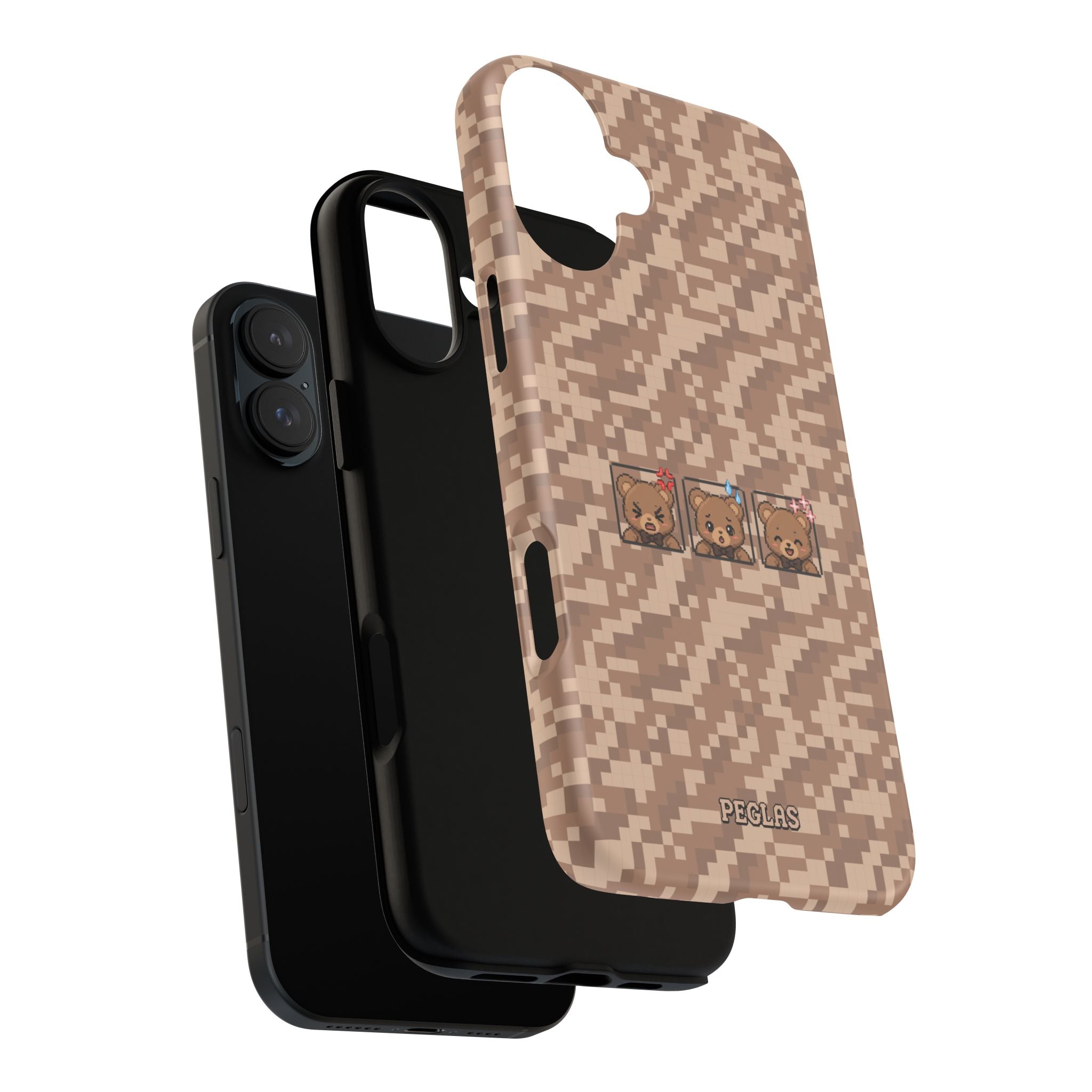 Pixel Teddy Emojis Brown Tough Phone Case