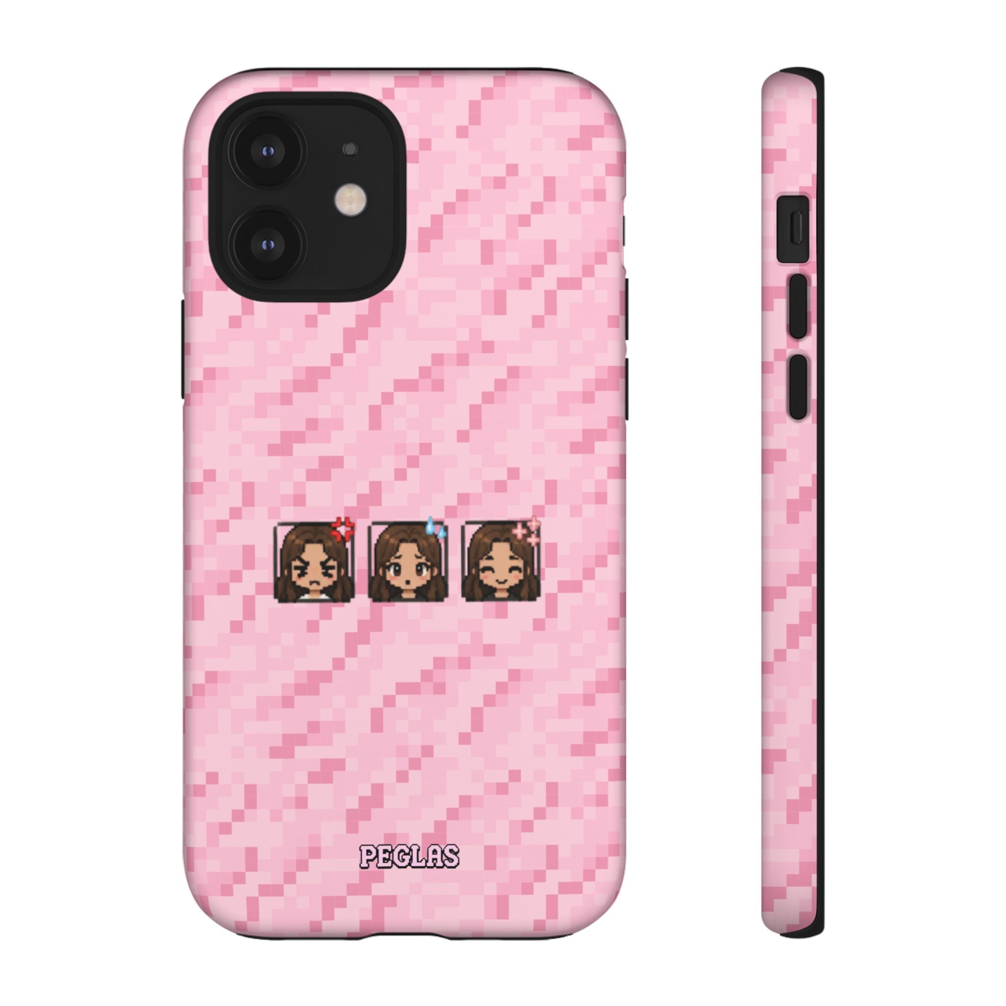 Pixel Girl Emojis Pink Tough Phone Case