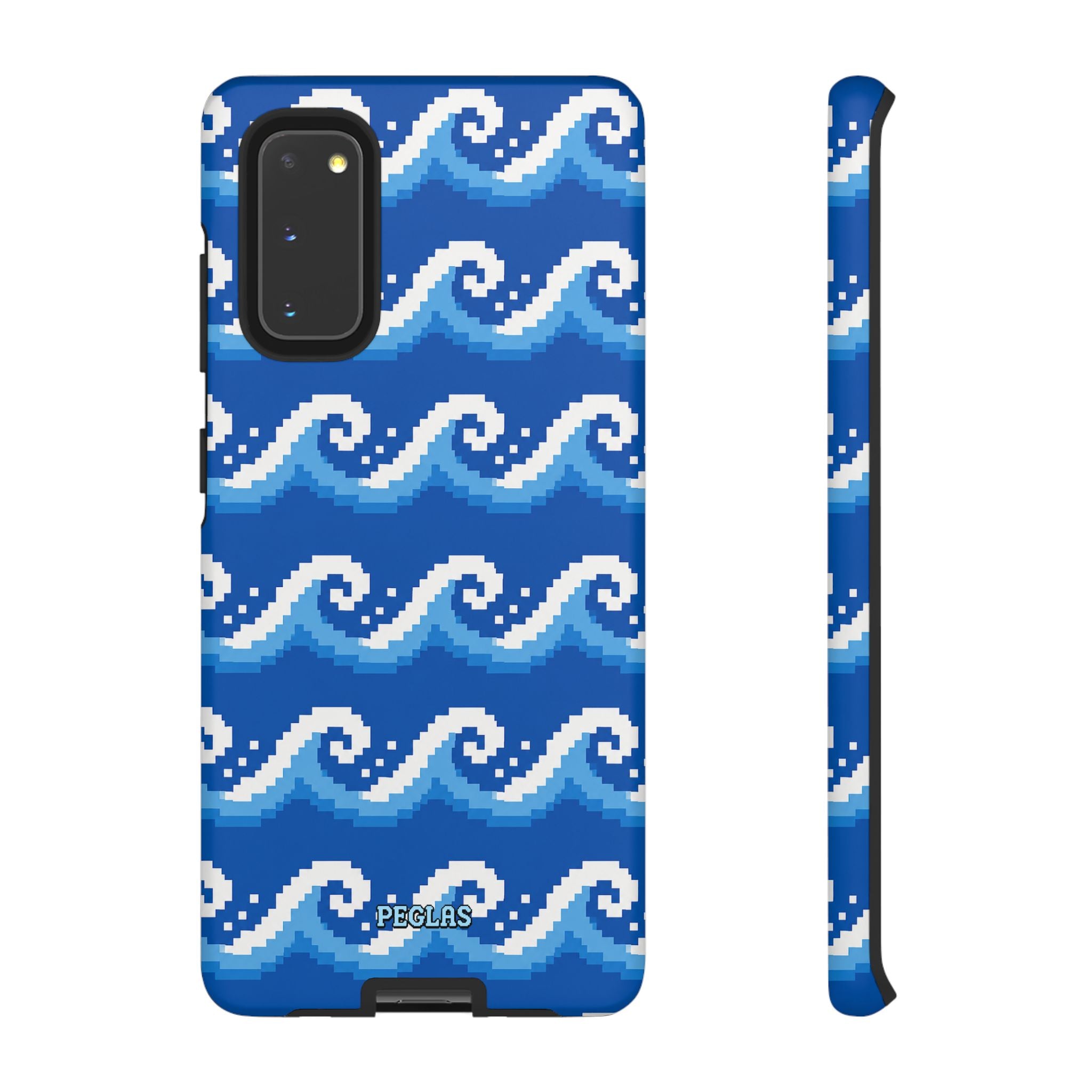 Pixel Wave Phone Case — Blue Ocean Retro Pixel Art iPhone Cover