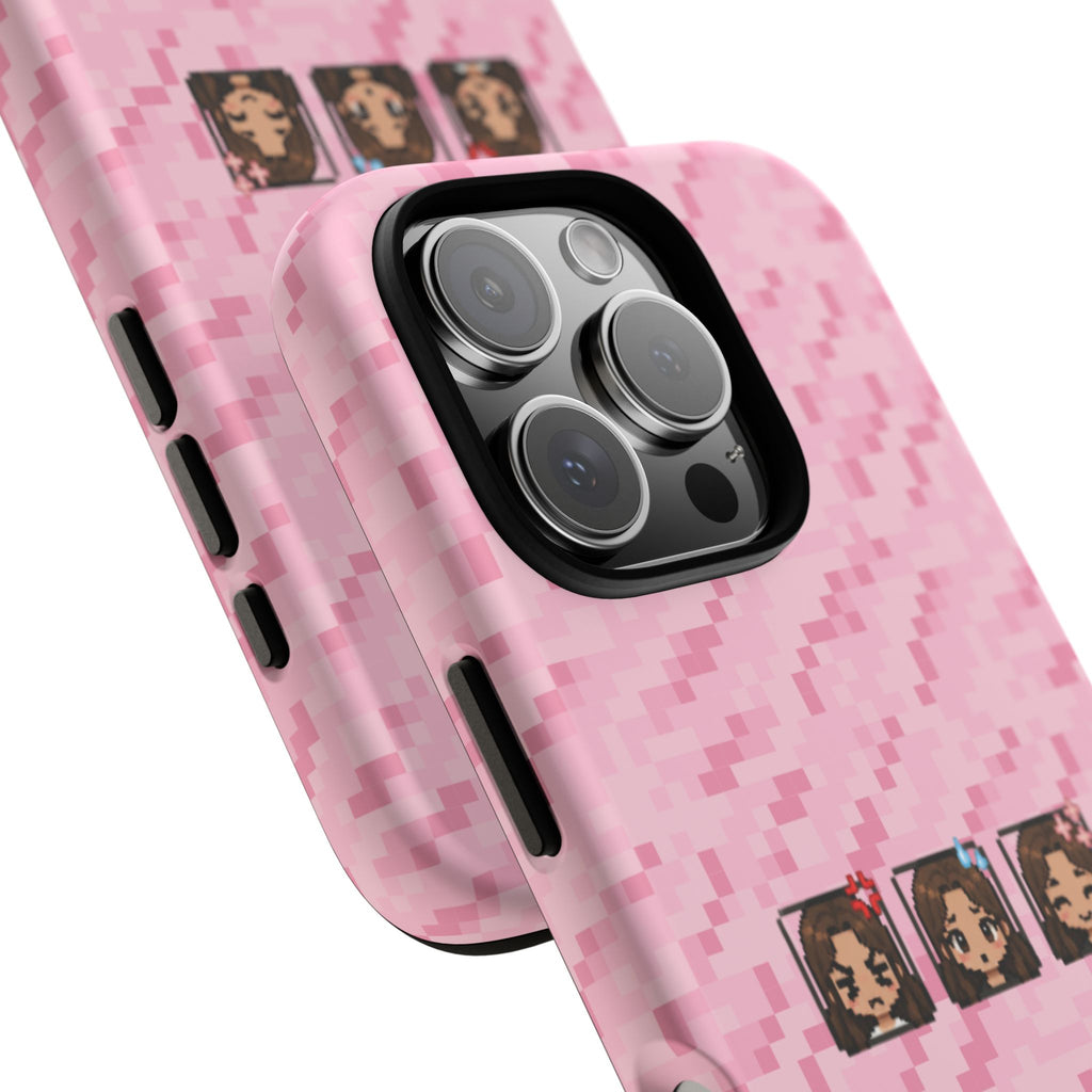 Pixel Girl Emojis Pink Tough Phone Case