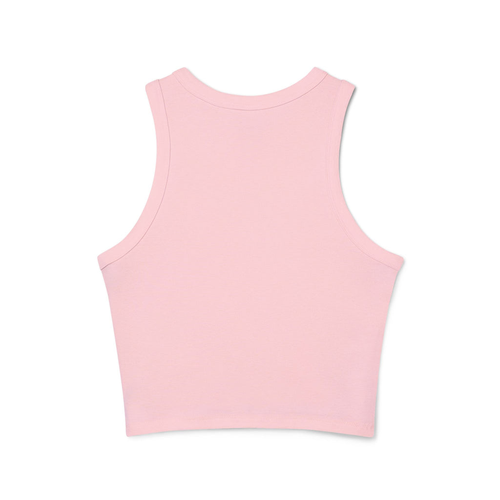 Teddy Heart Racer Tank — Cute Bear Graphic Women's Crop Tank Top