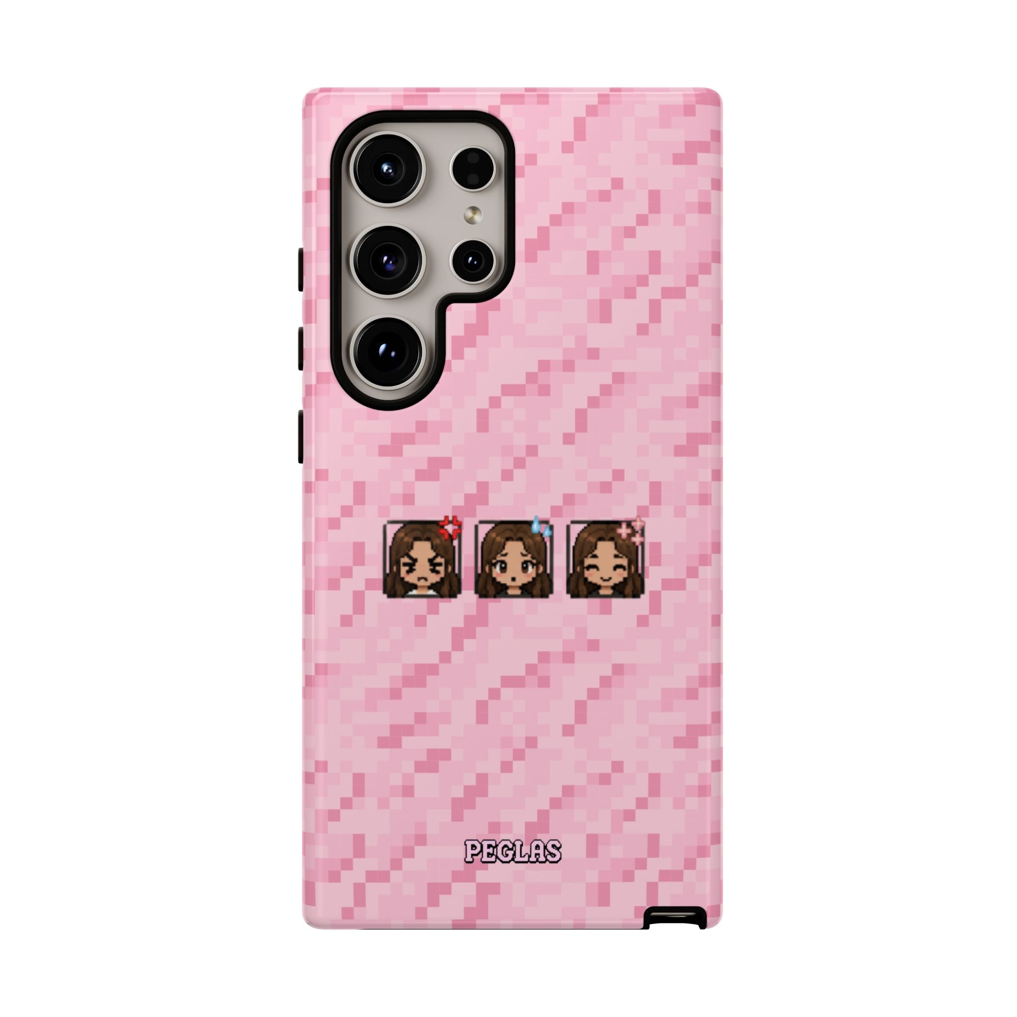Pixel Girl Emojis Pink Tough Phone Case