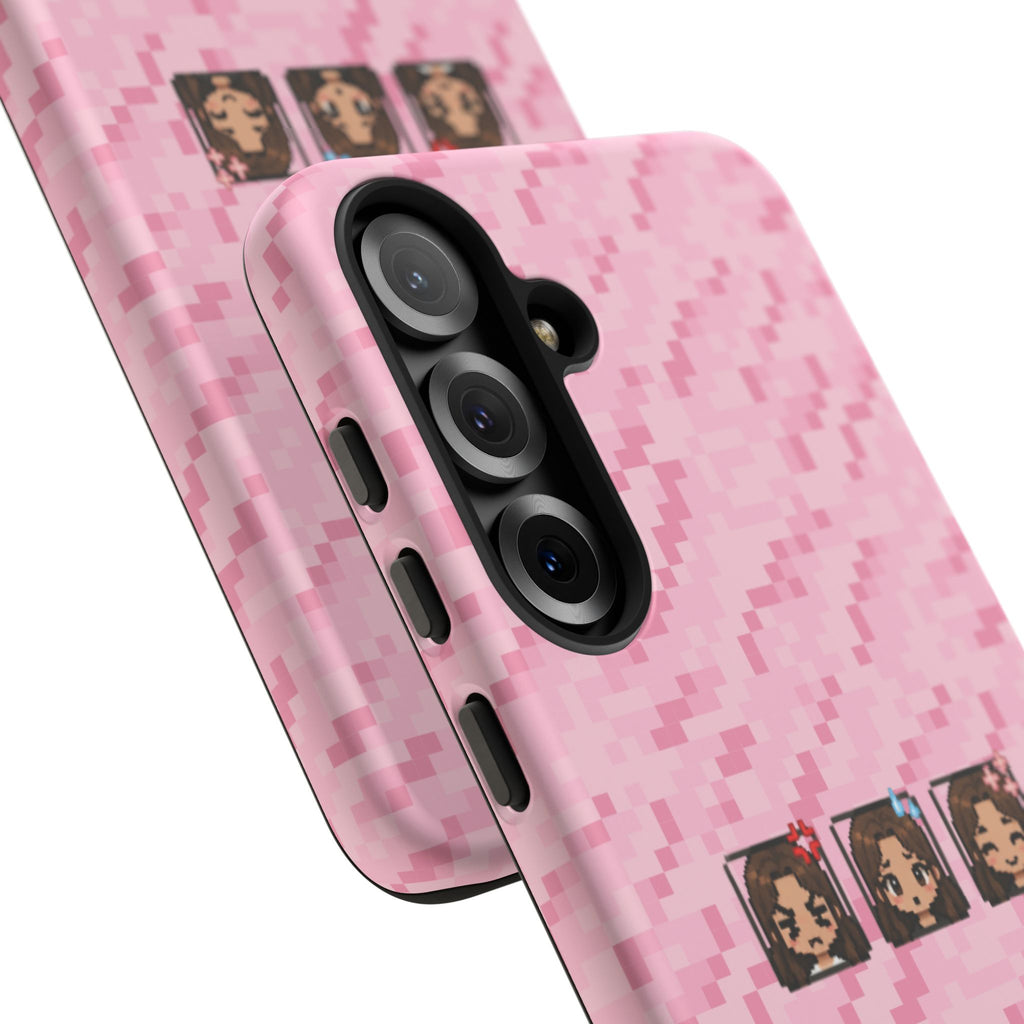 Pixel Girl Emojis Pink Tough Phone Case