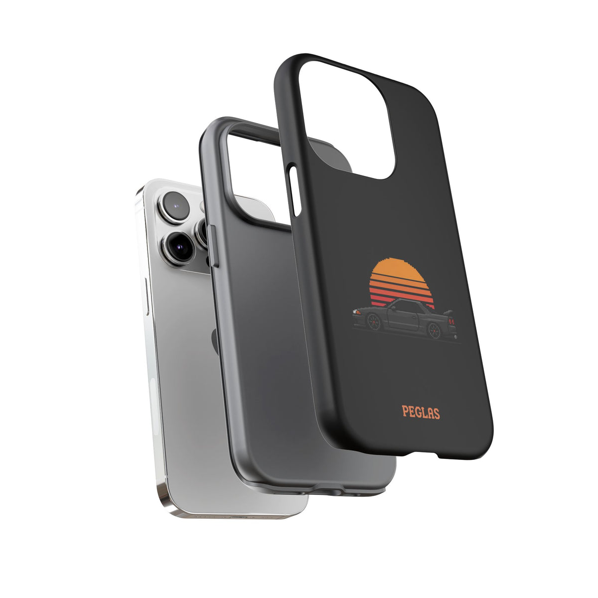 Vintage Black Sports Car Phone Case — Retro Sunset Design