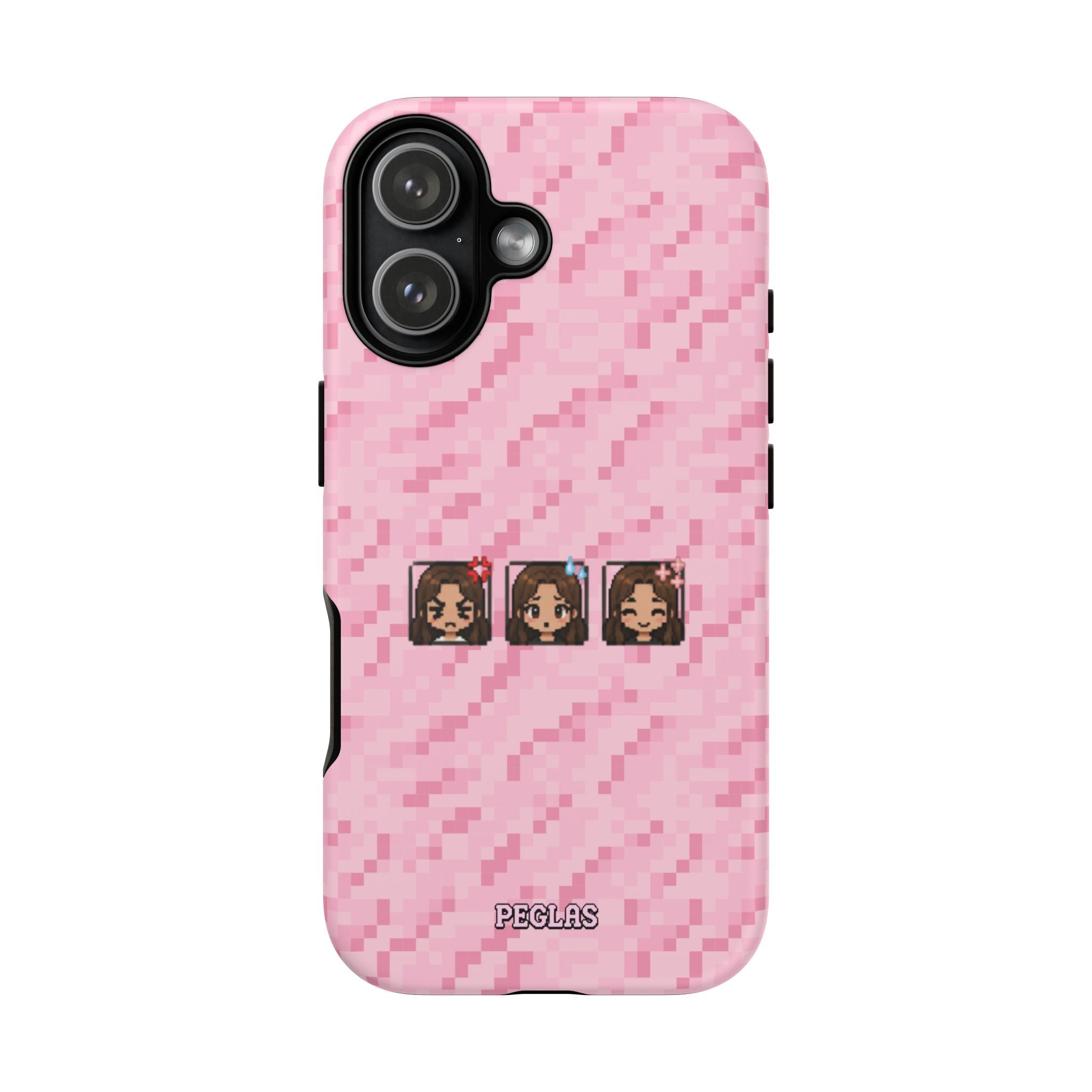 Pixel Girl Emojis Pink Tough Phone Case