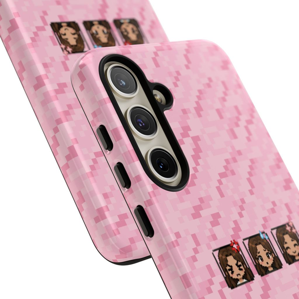 Pixel Girl Emojis Pink Tough Phone Case