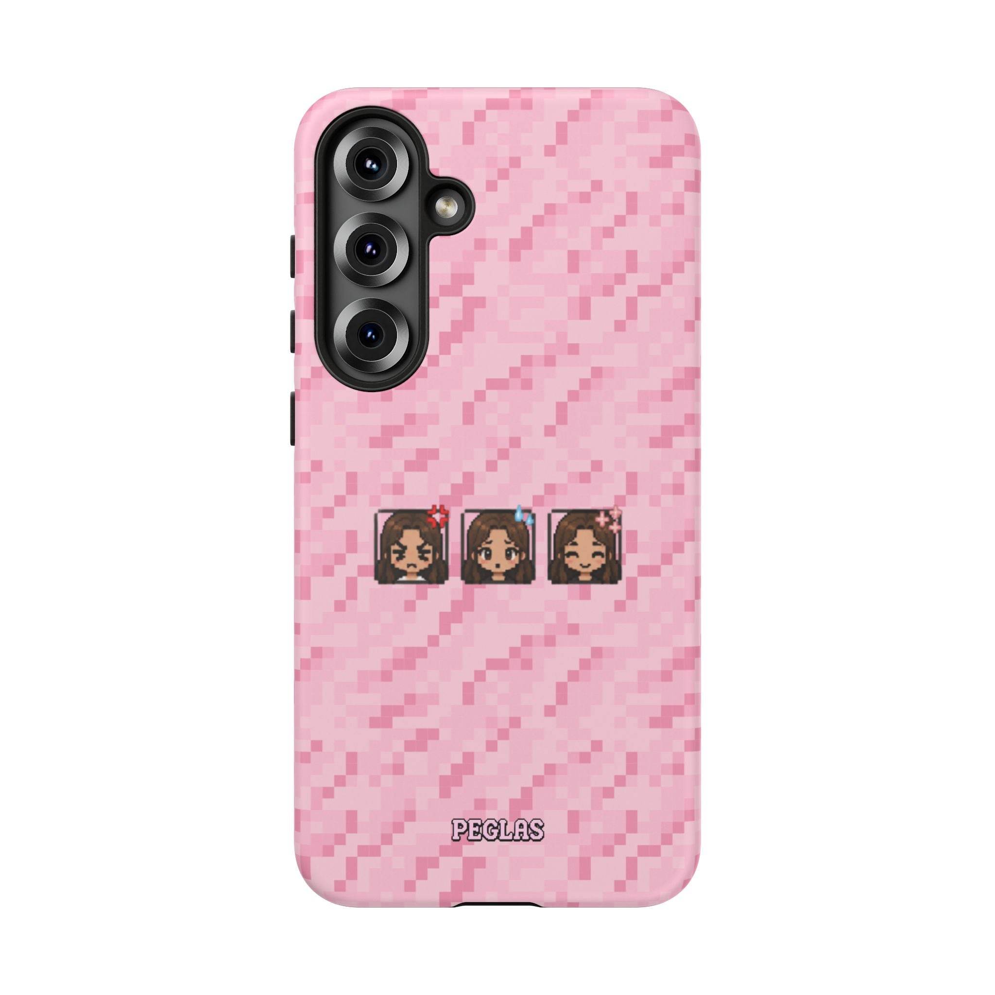 Pixel Girl Emojis Pink Tough Phone Case