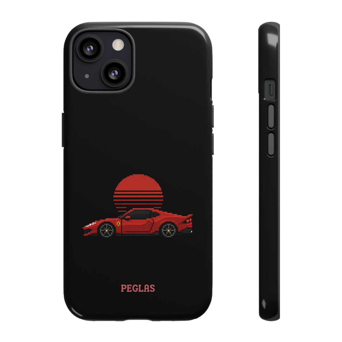 Vintage Red Sports Car Phone Case – Retro Sunset Design