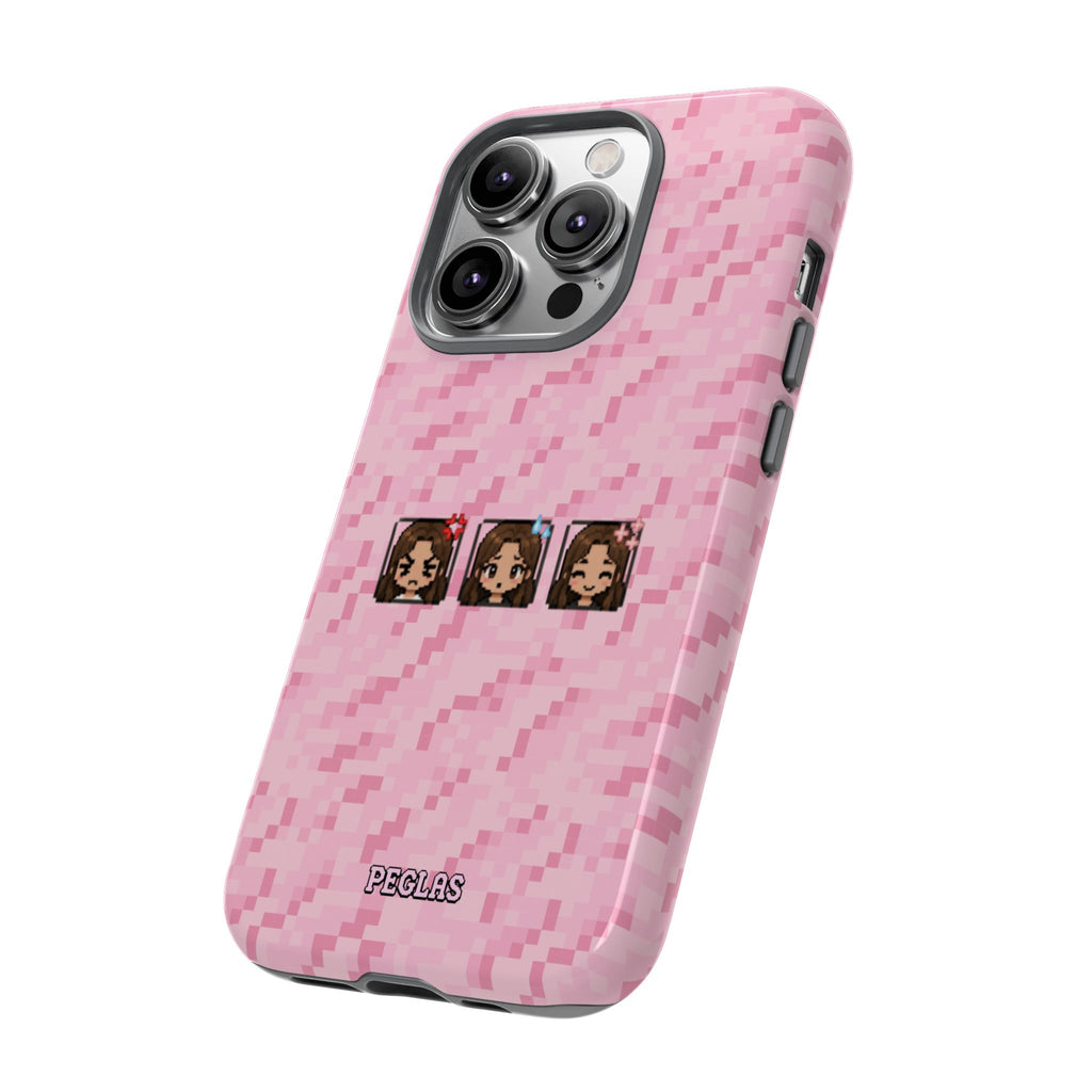 Pixel Girl Emojis Pink Tough Phone Case