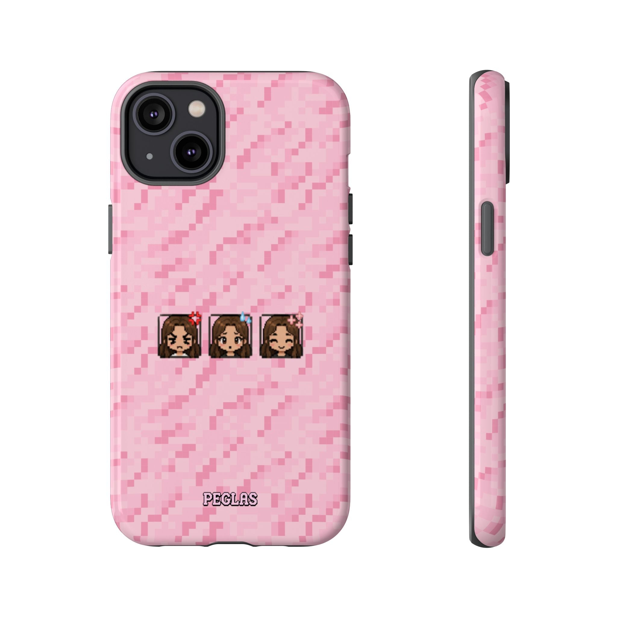 Pixel Girl Emojis Pink Tough Phone Case