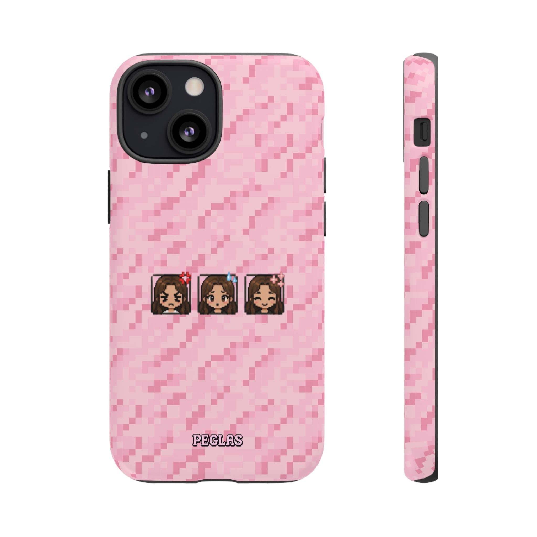 Pixel Girl Emojis Pink Tough Phone Case
