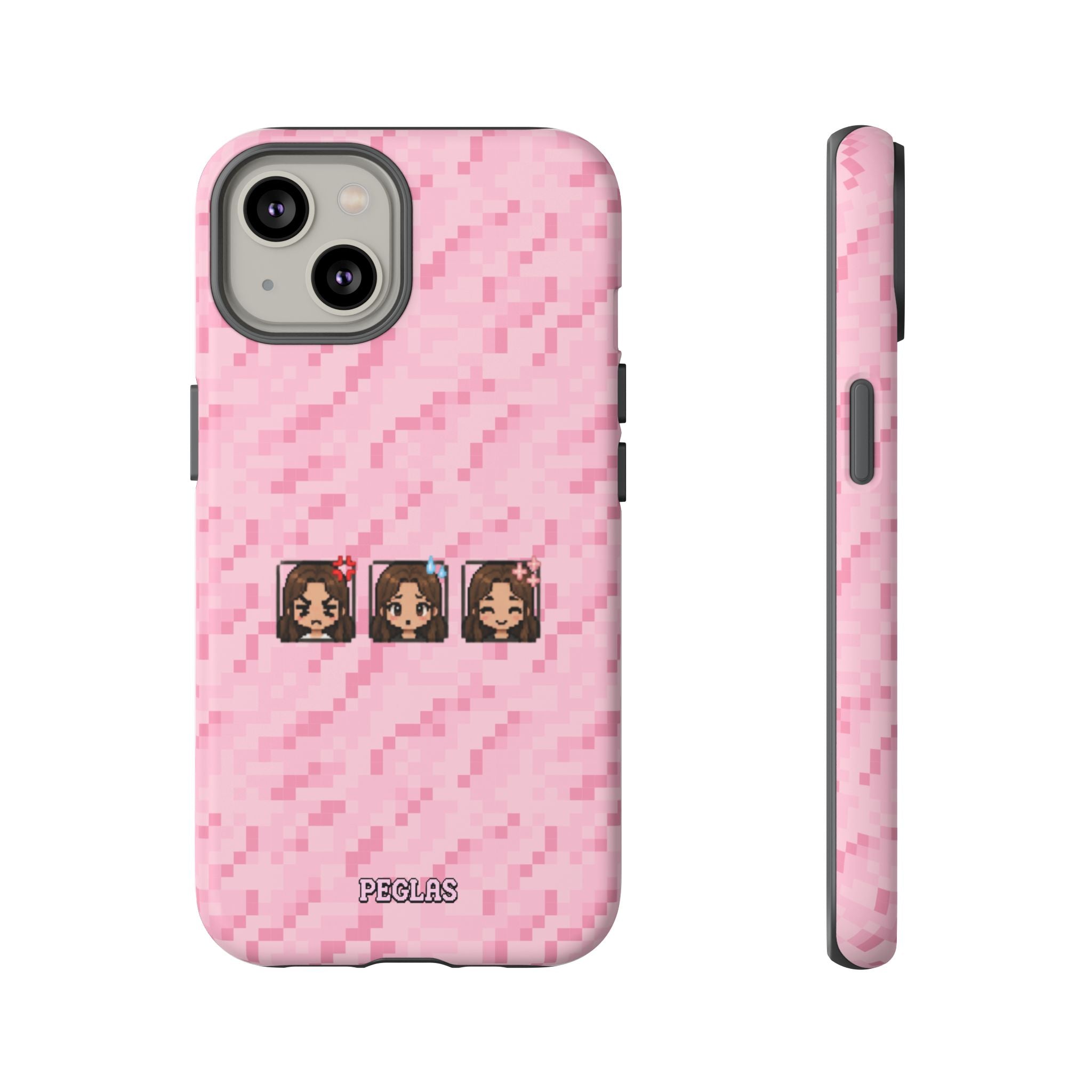 Pixel Girl Emojis Pink Tough Phone Case