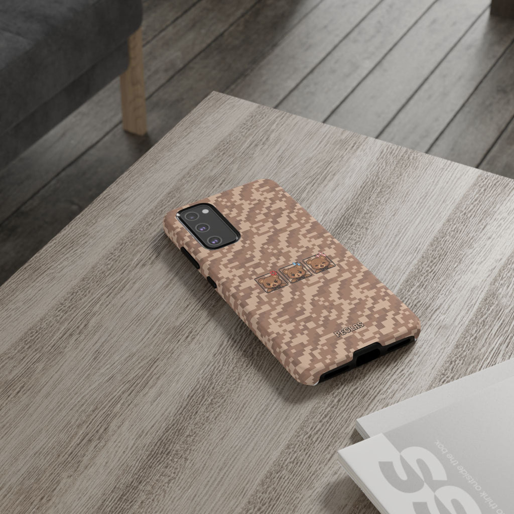 Pixel Teddy Emojis Brown Tough Phone Case