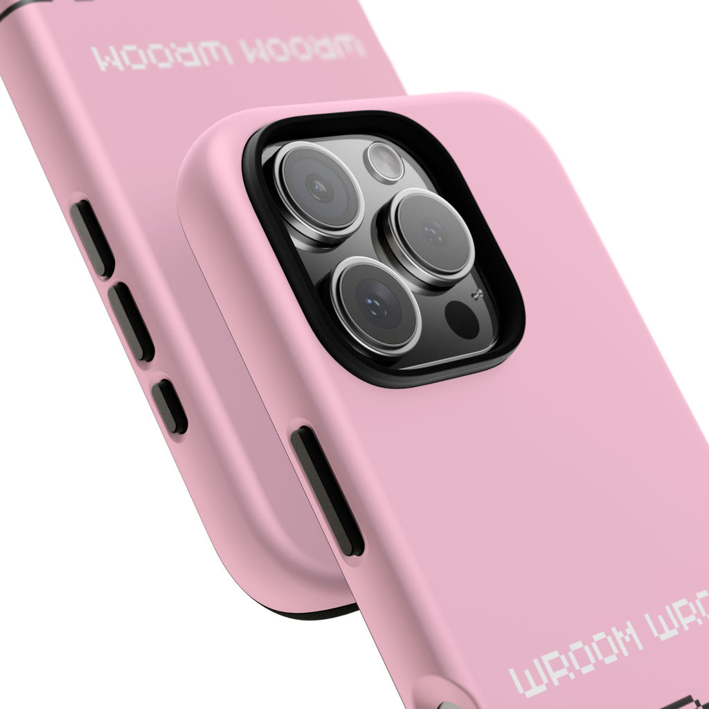 Pink Retro Pixel Cars Phone Case — "Wroom Wroom" Tough Protective Cover