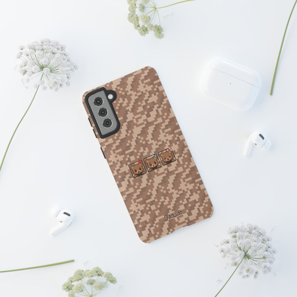 Pixel Teddy Emojis Brown Tough Phone Case