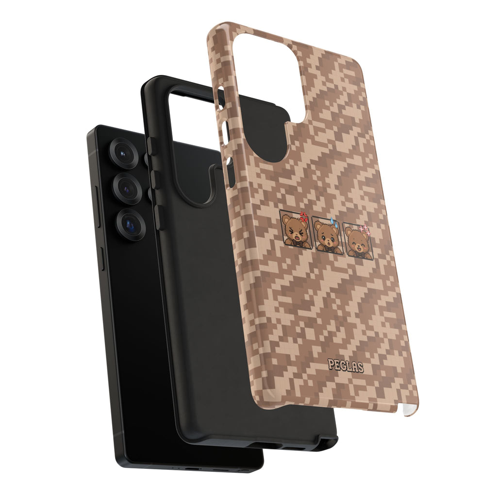Pixel Teddy Emojis Brown Tough Phone Case