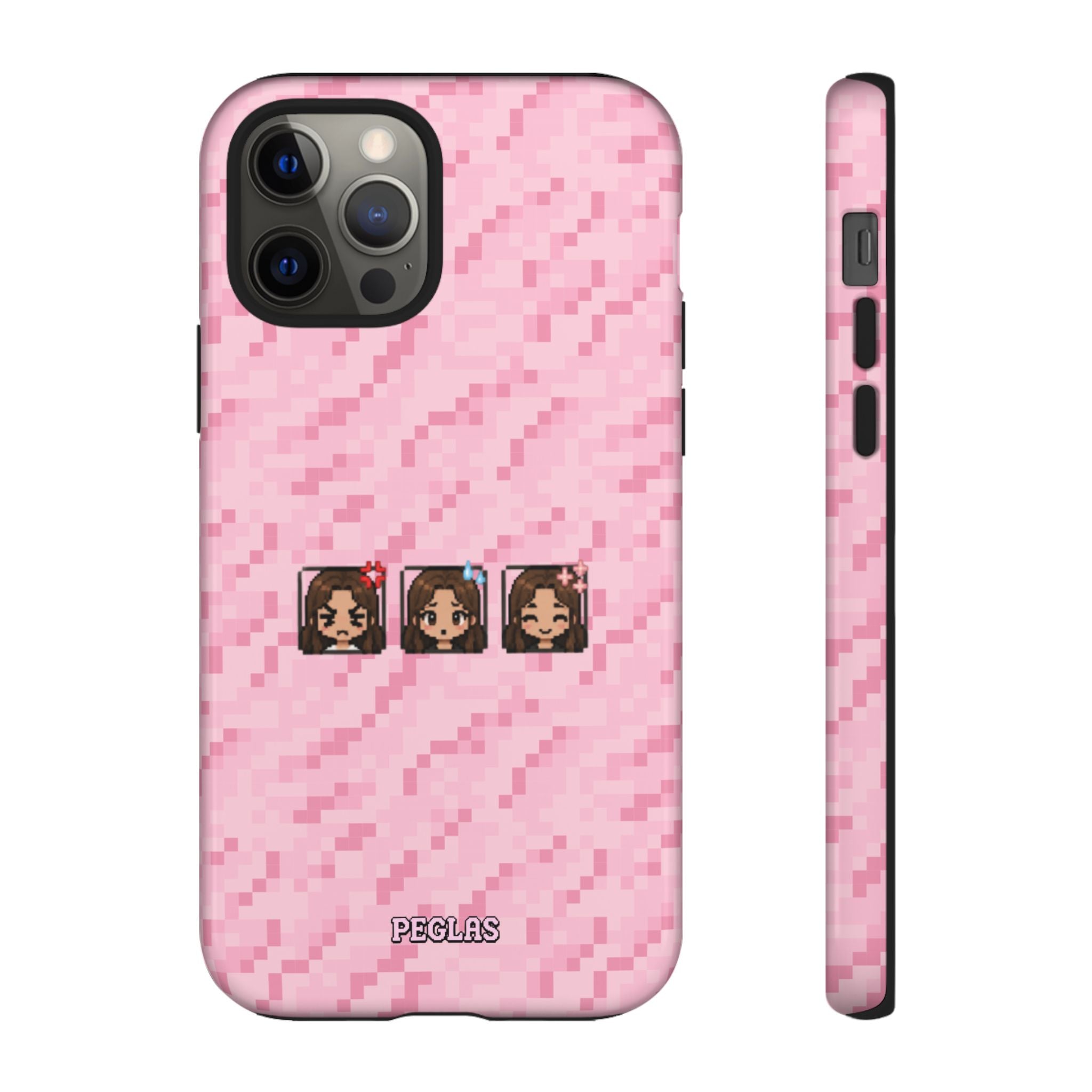 Pixel Girl Emojis Pink Tough Phone Case