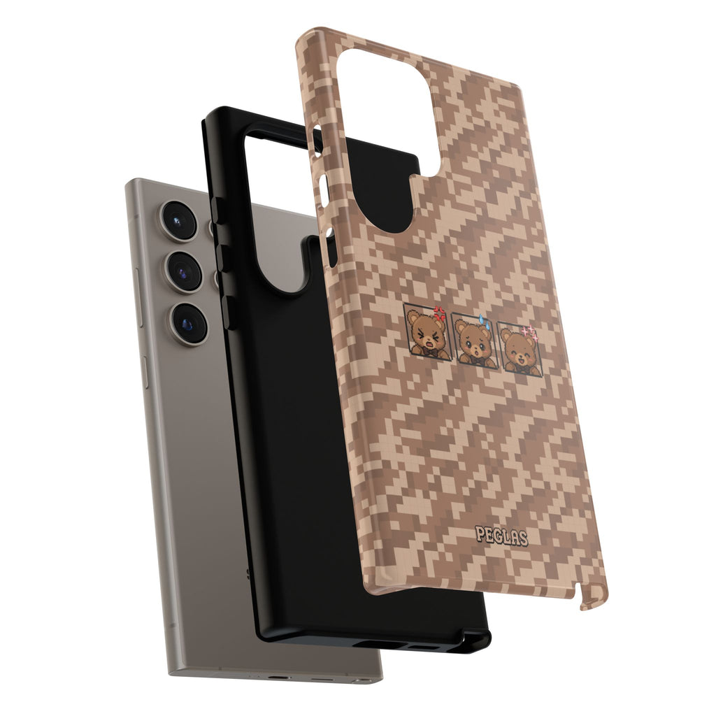 Pixel Teddy Emojis Brown Tough Phone Case