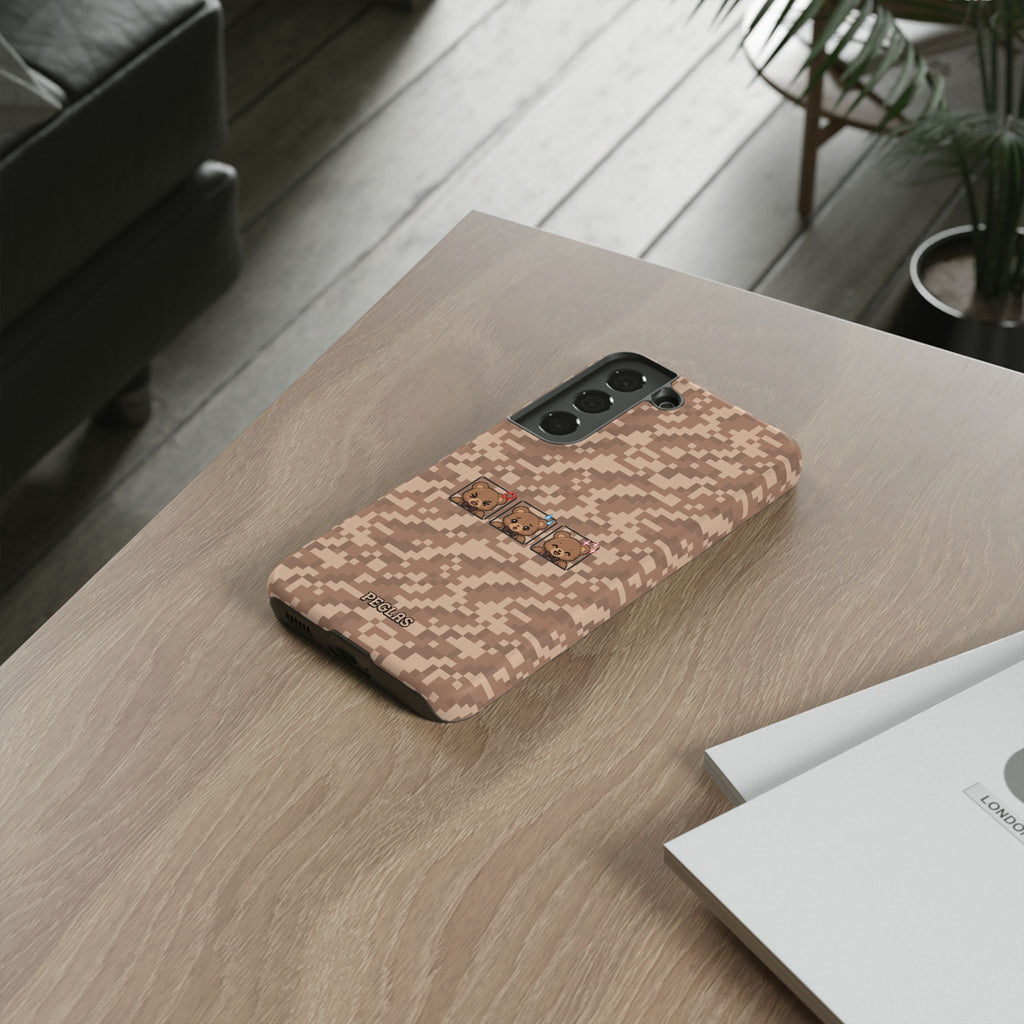 Pixel Teddy Emojis Brown Tough Phone Case