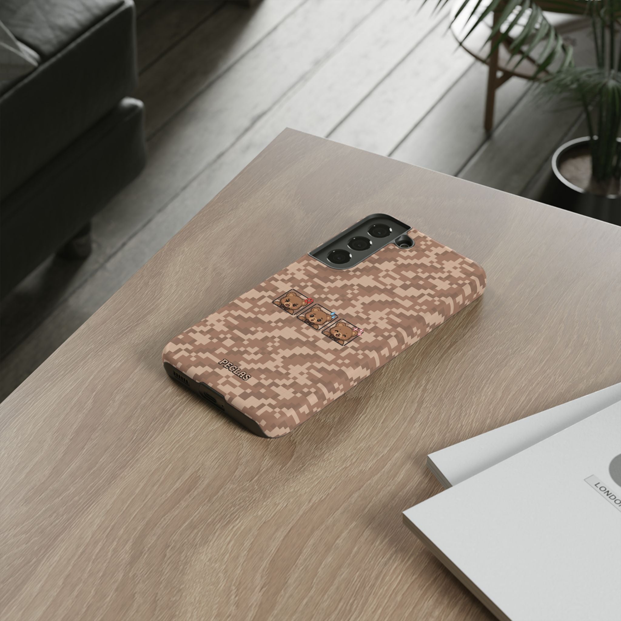 Pixel Teddy Emojis Brown Tough Phone Case
