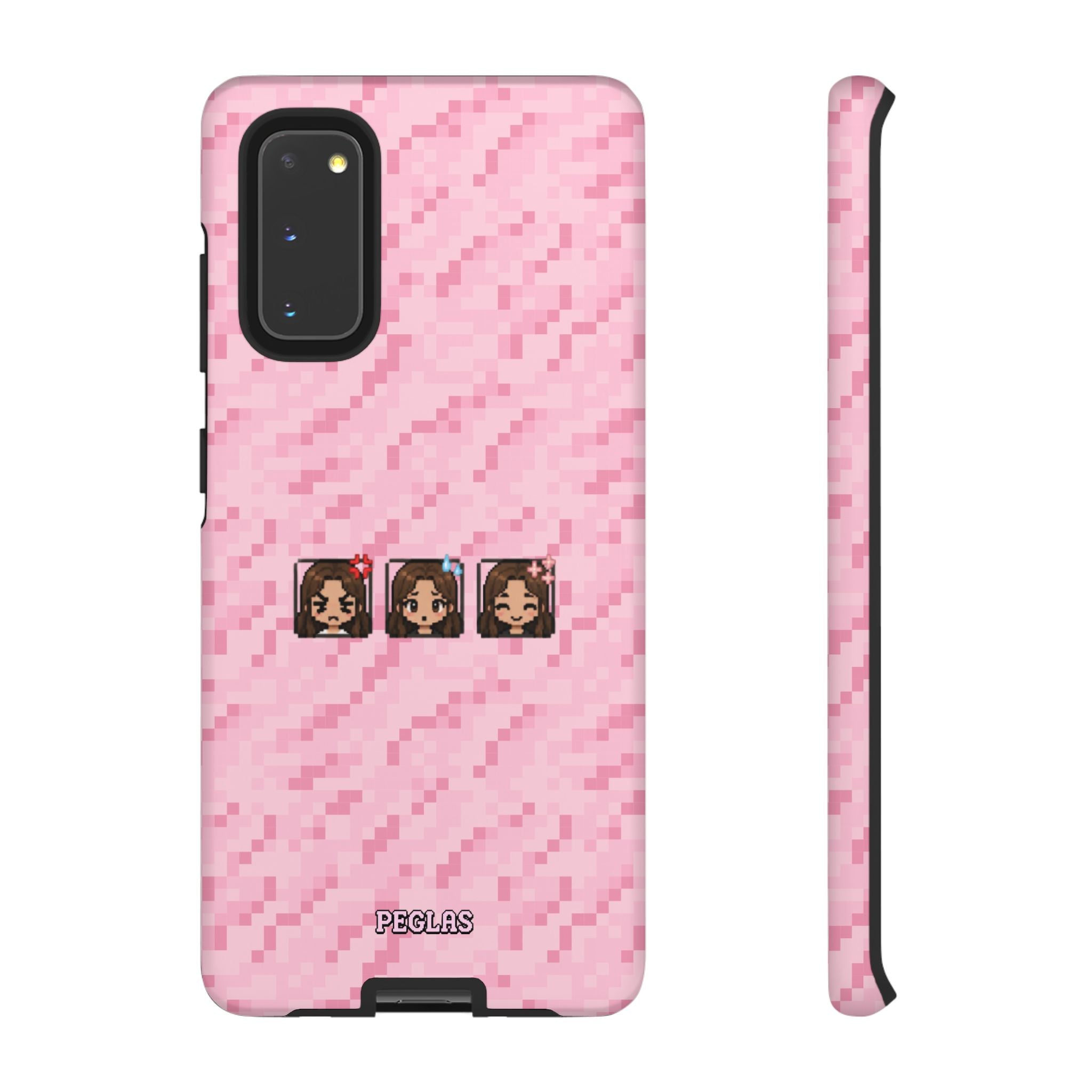 Pixel Girl Emojis Pink Tough Phone Case