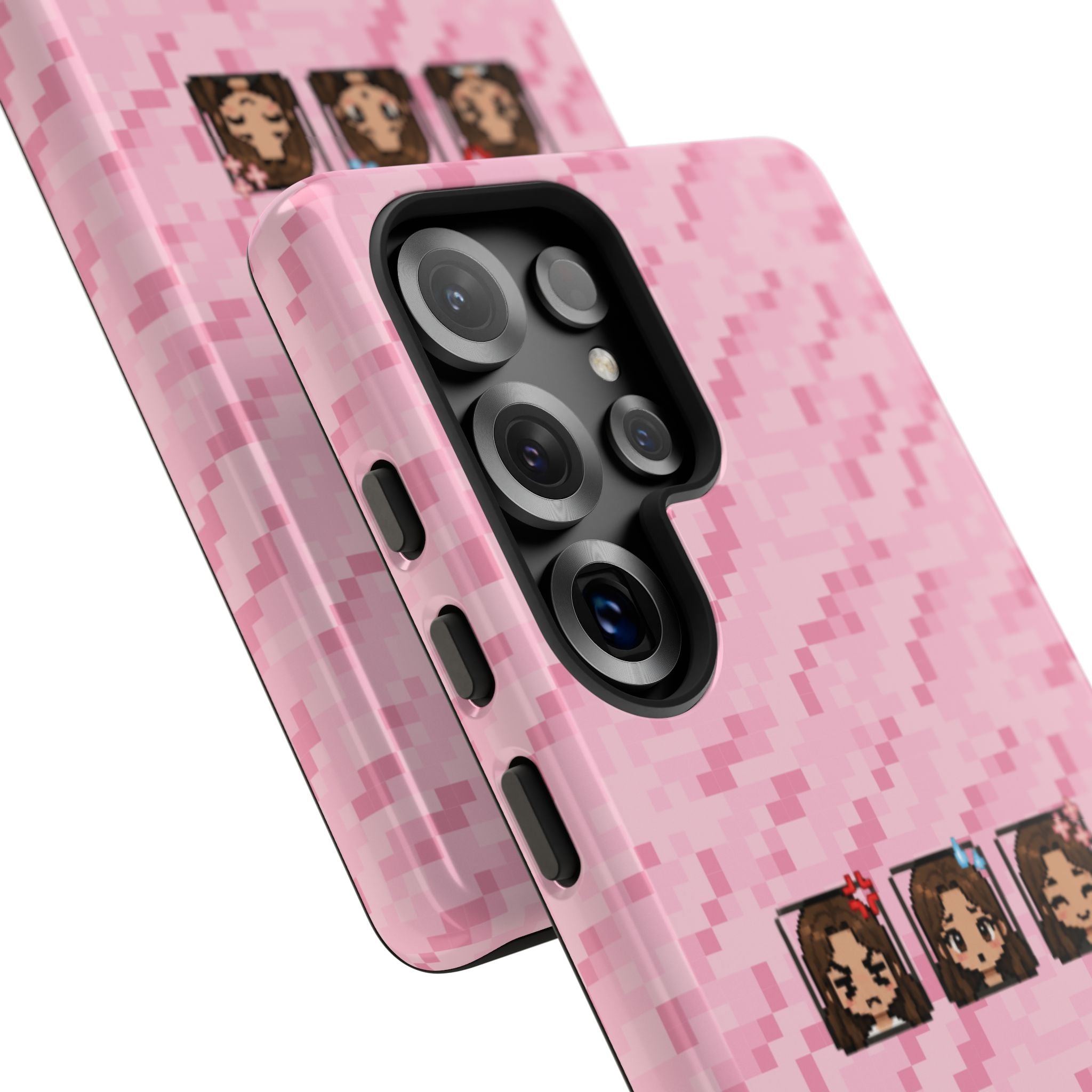 Pixel Girl Emojis Pink Tough Phone Case