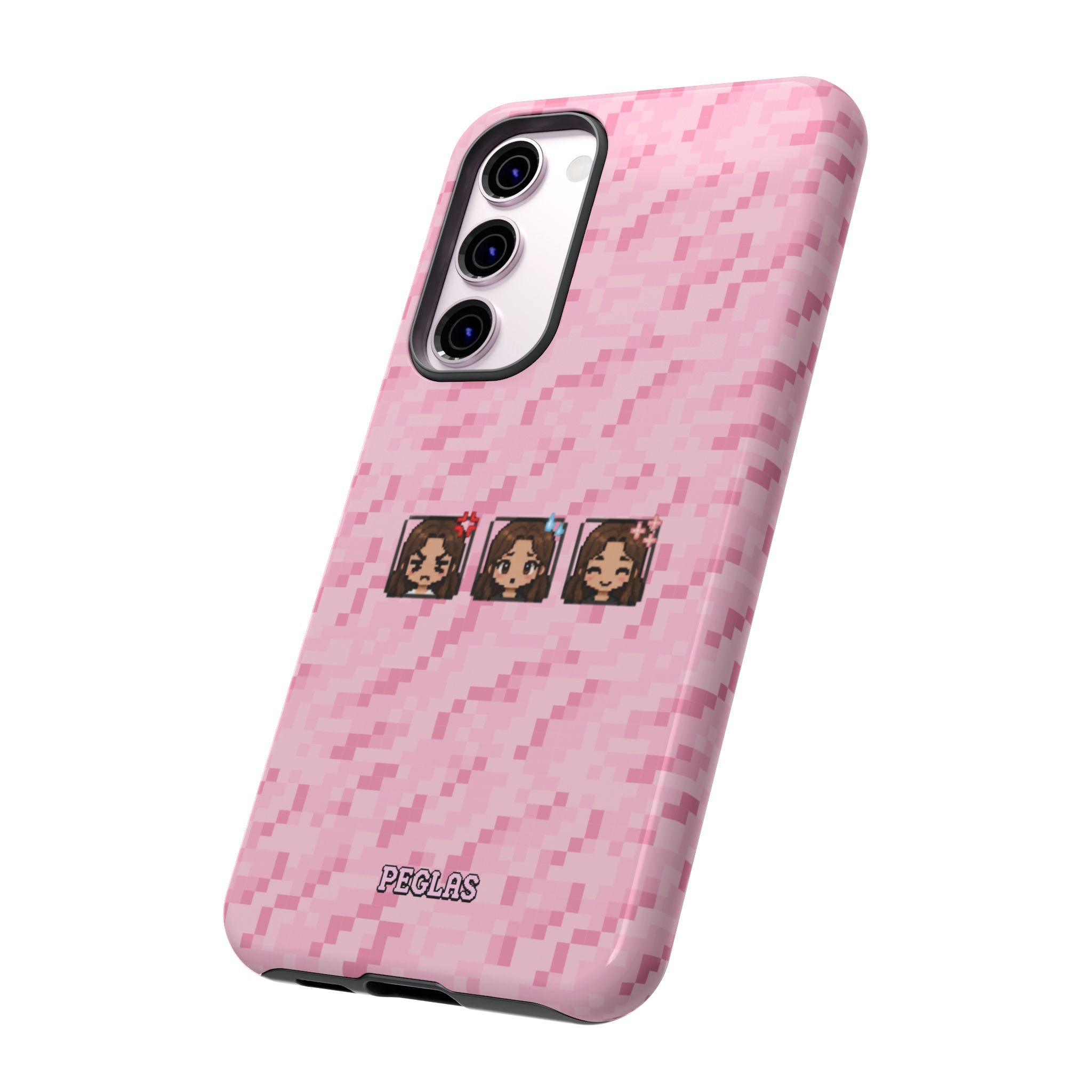 Pixel Girl Emojis Pink Tough Phone Case