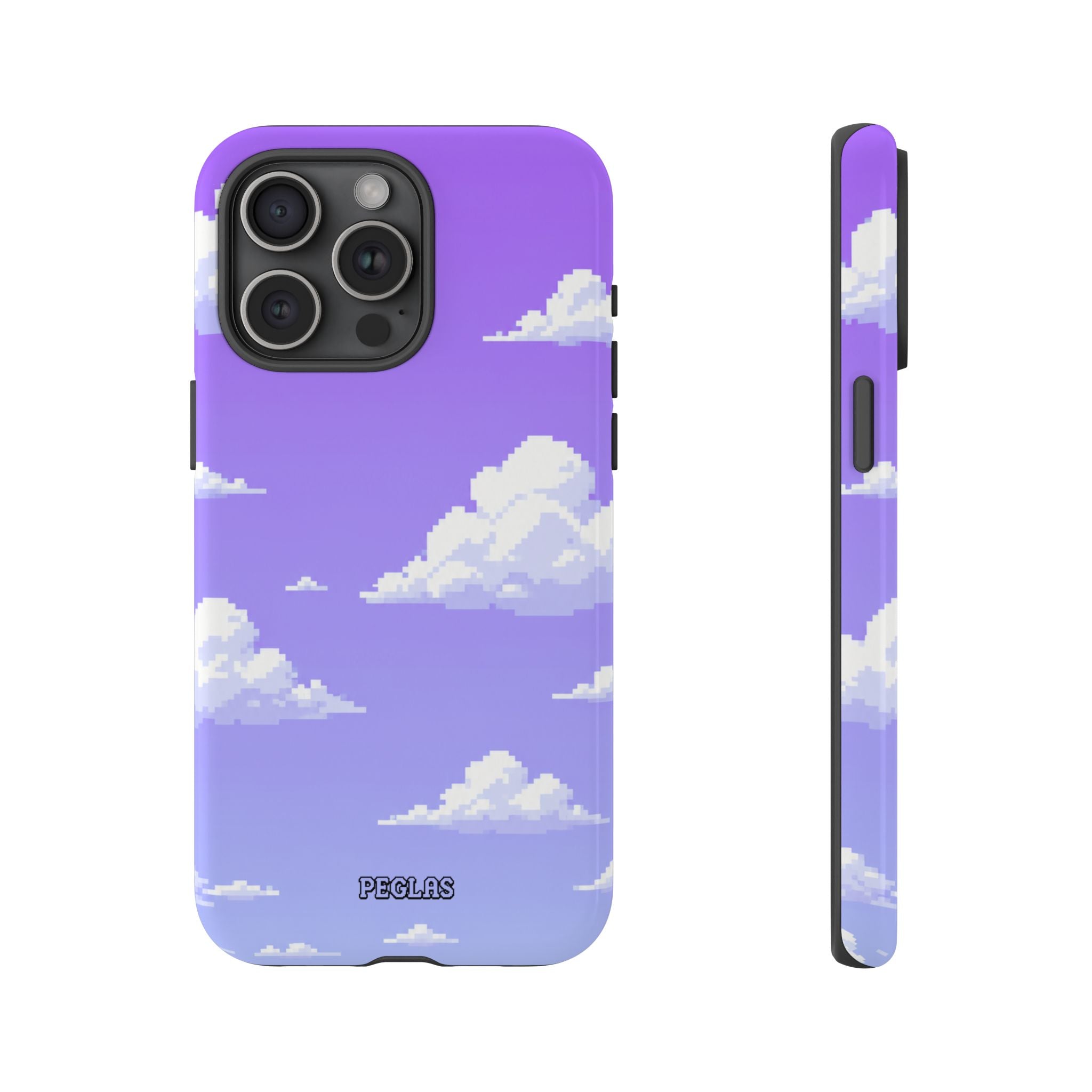 Purple Sky Cloud Phone Case — Pixel Cloud Pattern Tough Case