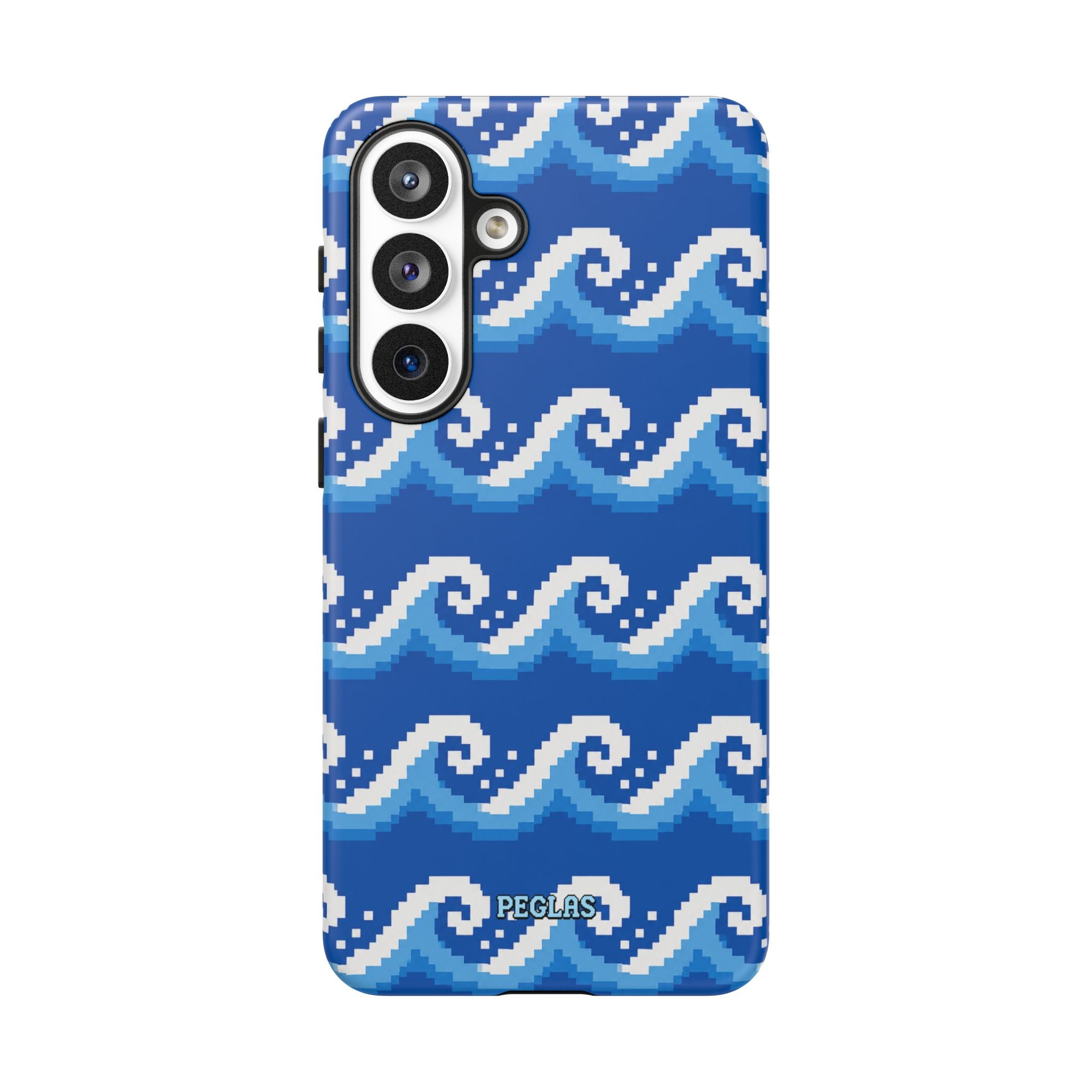 Pixel Wave Phone Case — Blue Ocean Retro Pixel Art iPhone Cover