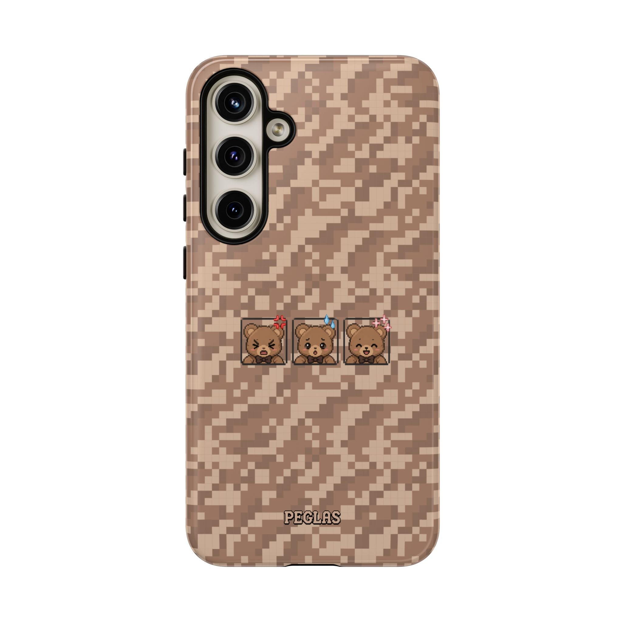 Pixel Teddy Emojis Brown Tough Phone Case