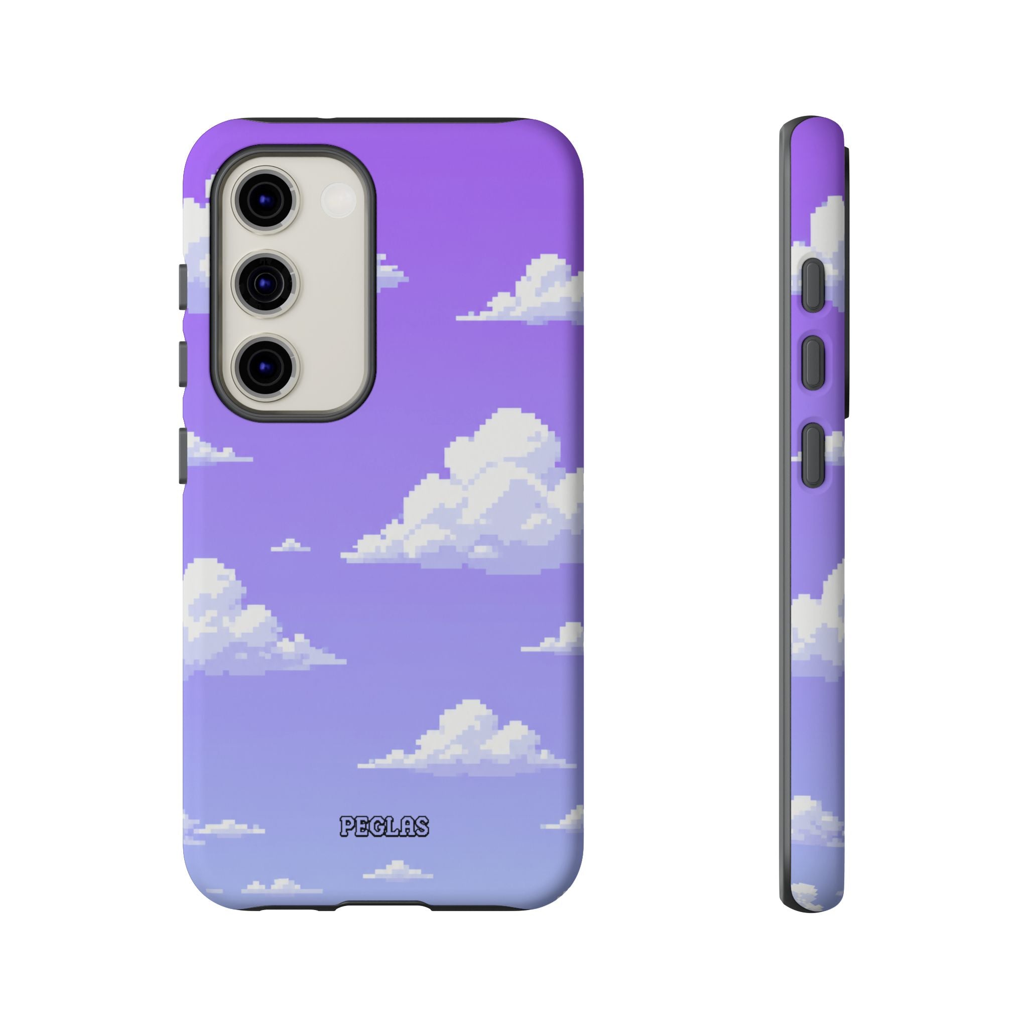 Purple Sky Cloud Phone Case — Pixel Cloud Pattern Tough Case