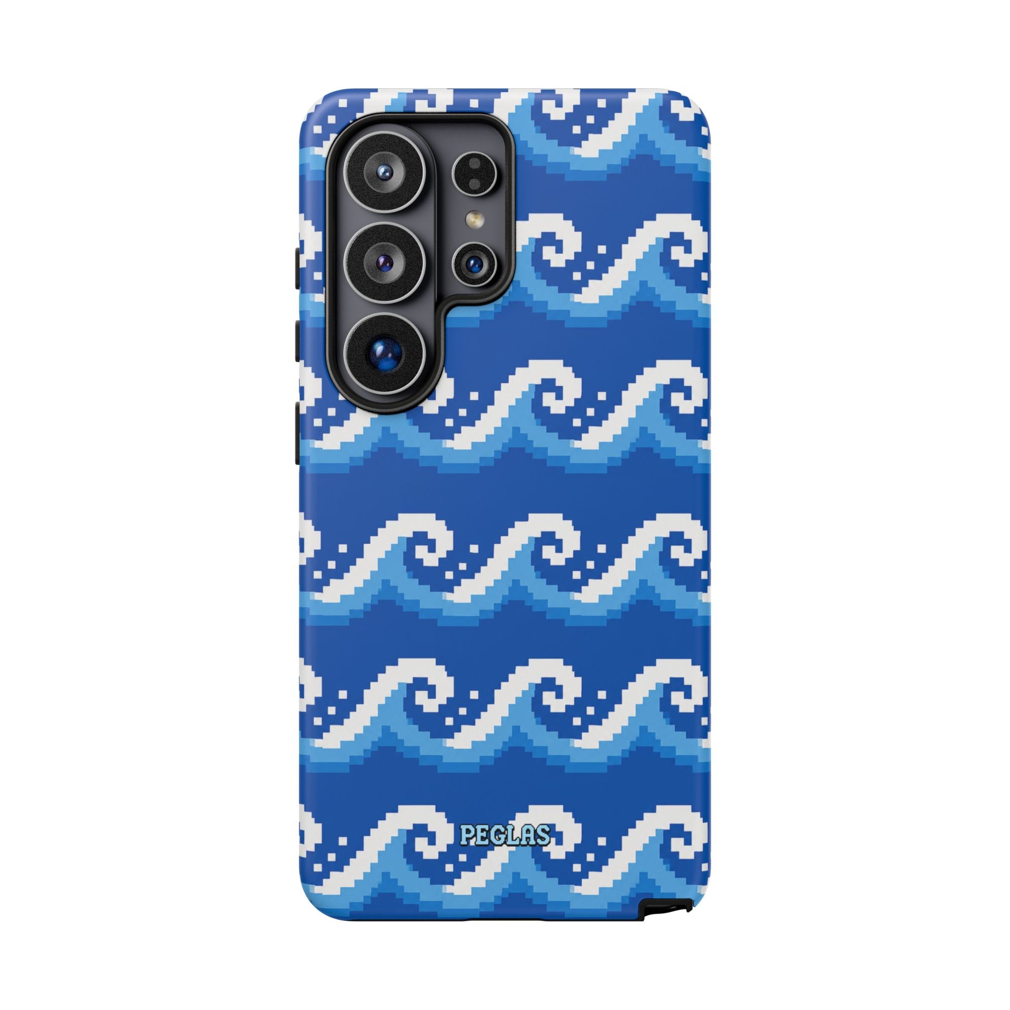 Pixel Wave Phone Case — Blue Ocean Retro Pixel Art iPhone Cover