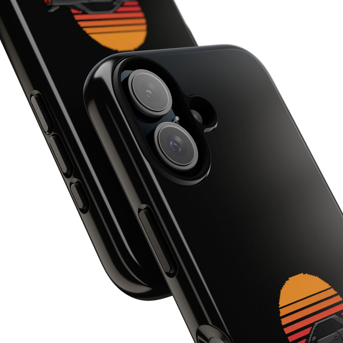 Vintage Black Sports Car Phone Case — Retro Sunset Design