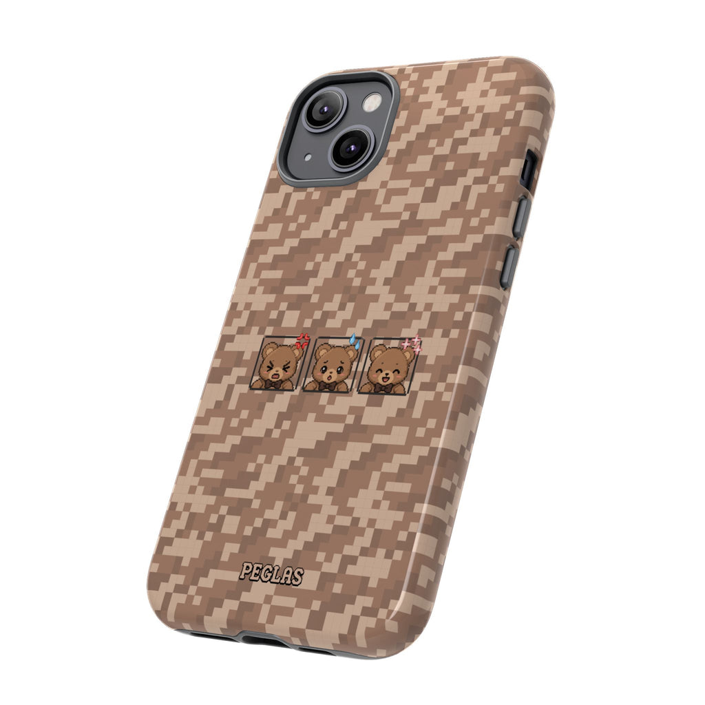 Pixel Teddy Emojis Brown Tough Phone Case