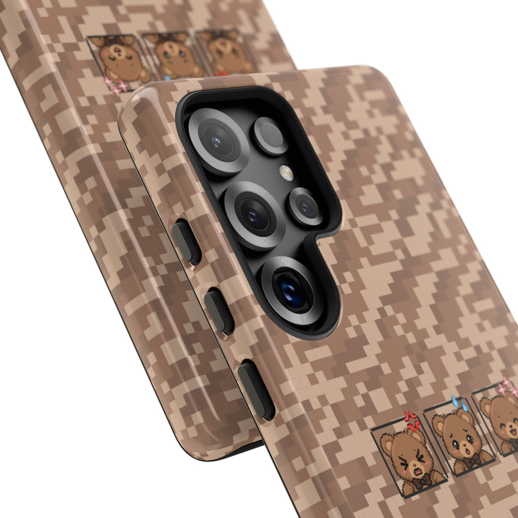 Pixel Teddy Emojis Brown Tough Phone Case