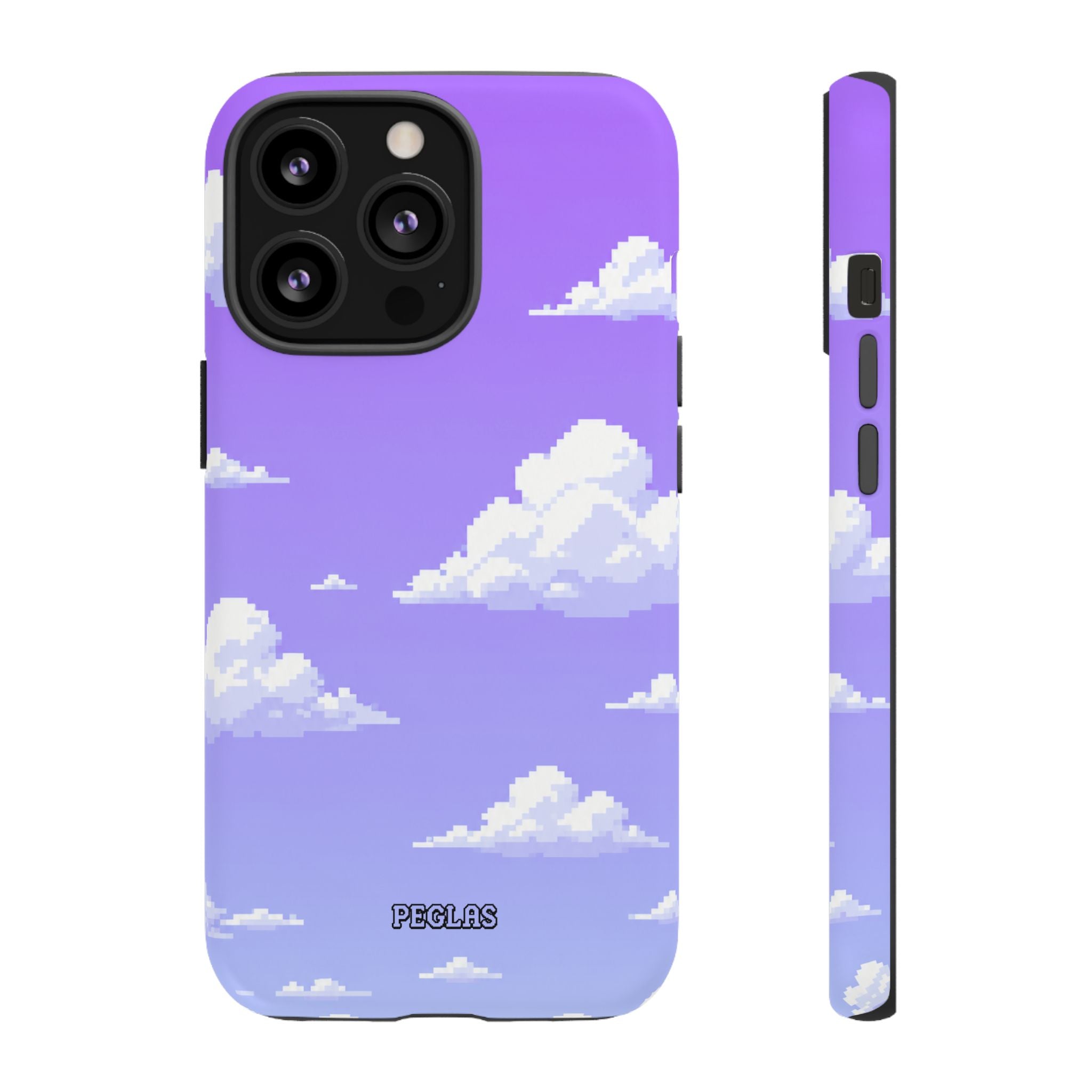 Purple Sky Cloud Phone Case — Pixel Cloud Pattern Tough Case