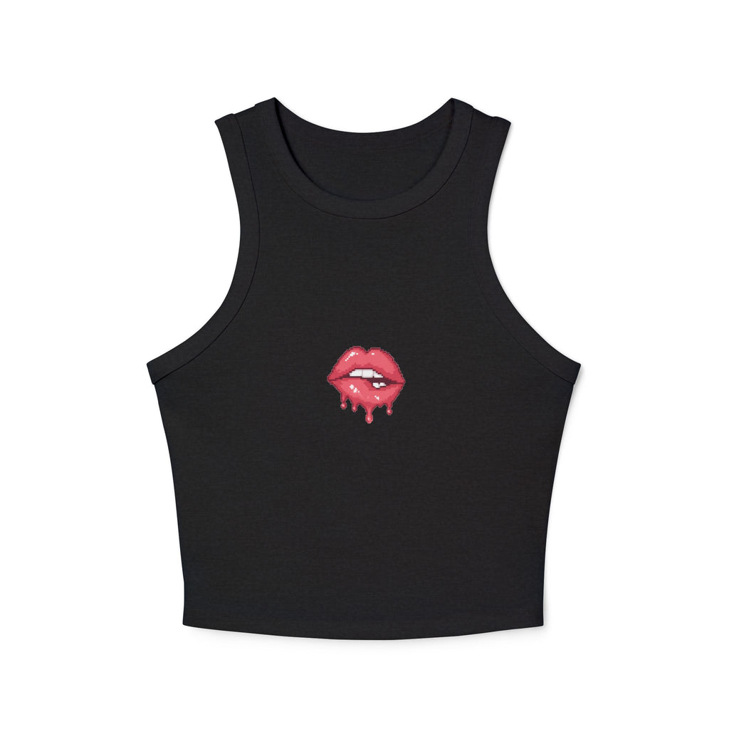 Dripping Red Lips Racer Tank — Women's Micro Rib Crop Top